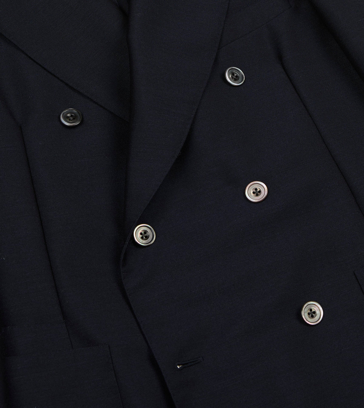 Navy Wool-Mohair Double-Breasted Travel Blazer