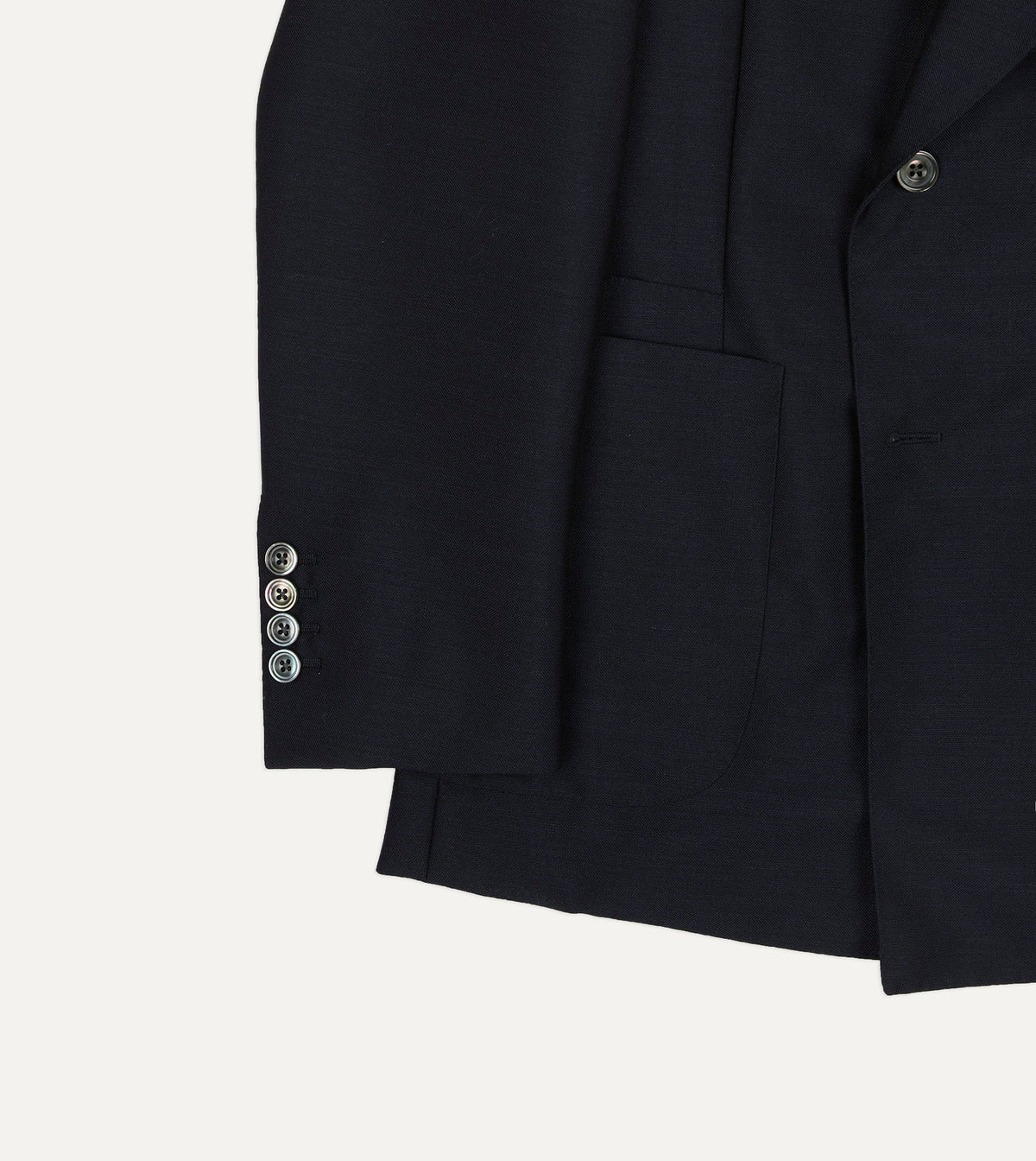 Navy Wool-Mohair Double-Breasted Travel Blazer