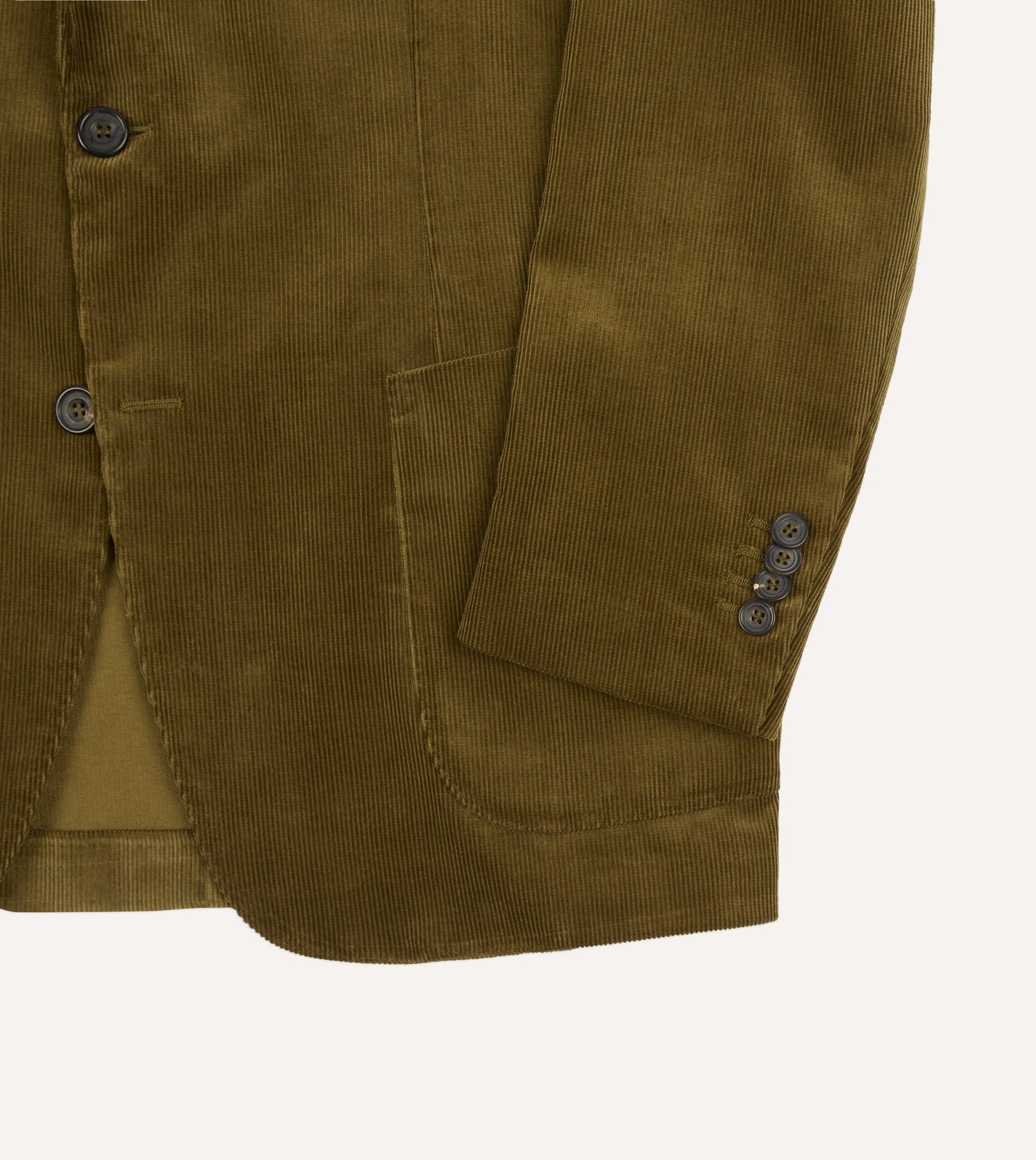 Olive Green Mid-Wale Cotton Corduroy Tailored Jacket