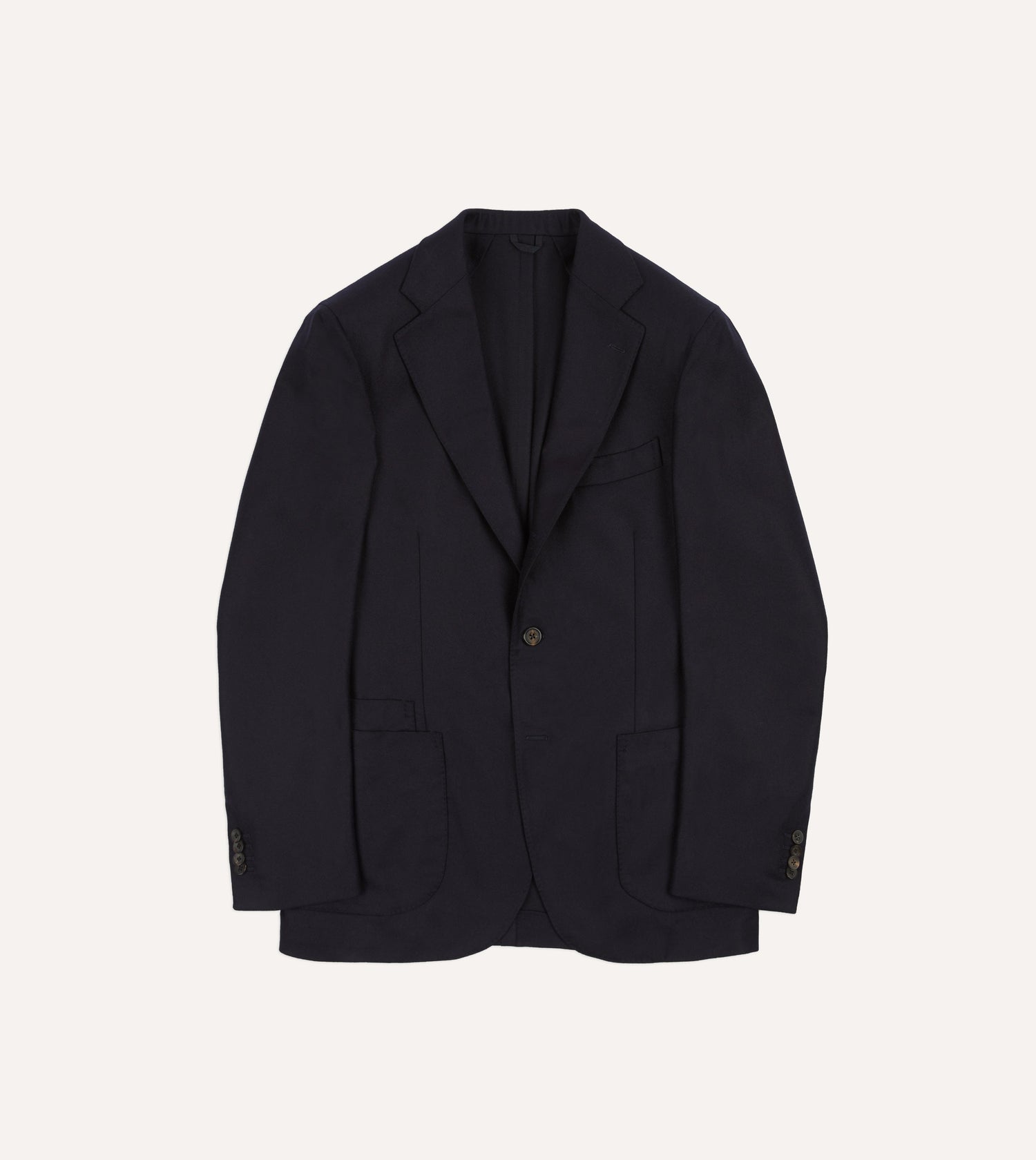 Navy Wool Flannel Tailored Jacket