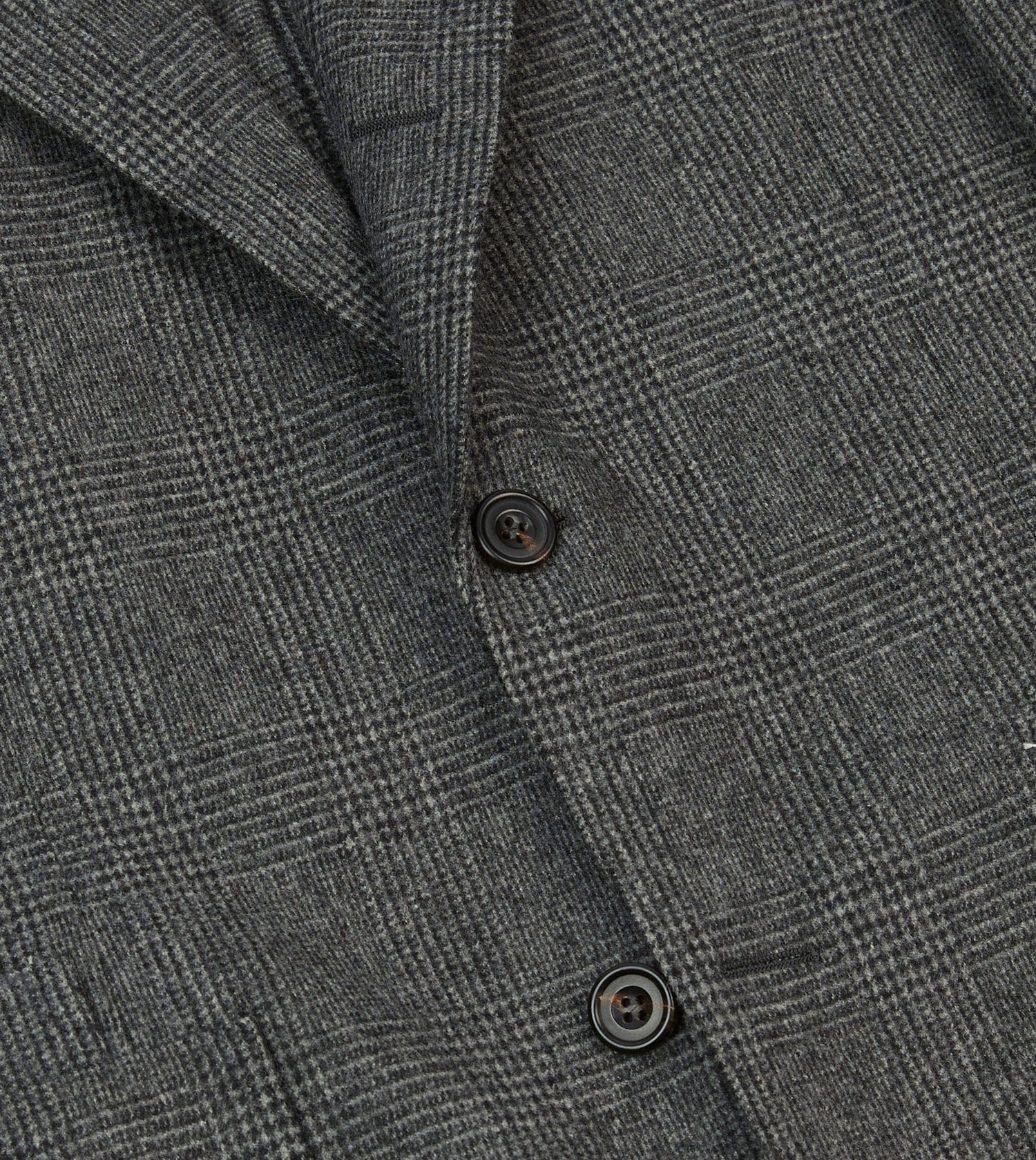 Grey Prince of Wales Check Wool Flannel Tailored Jacket