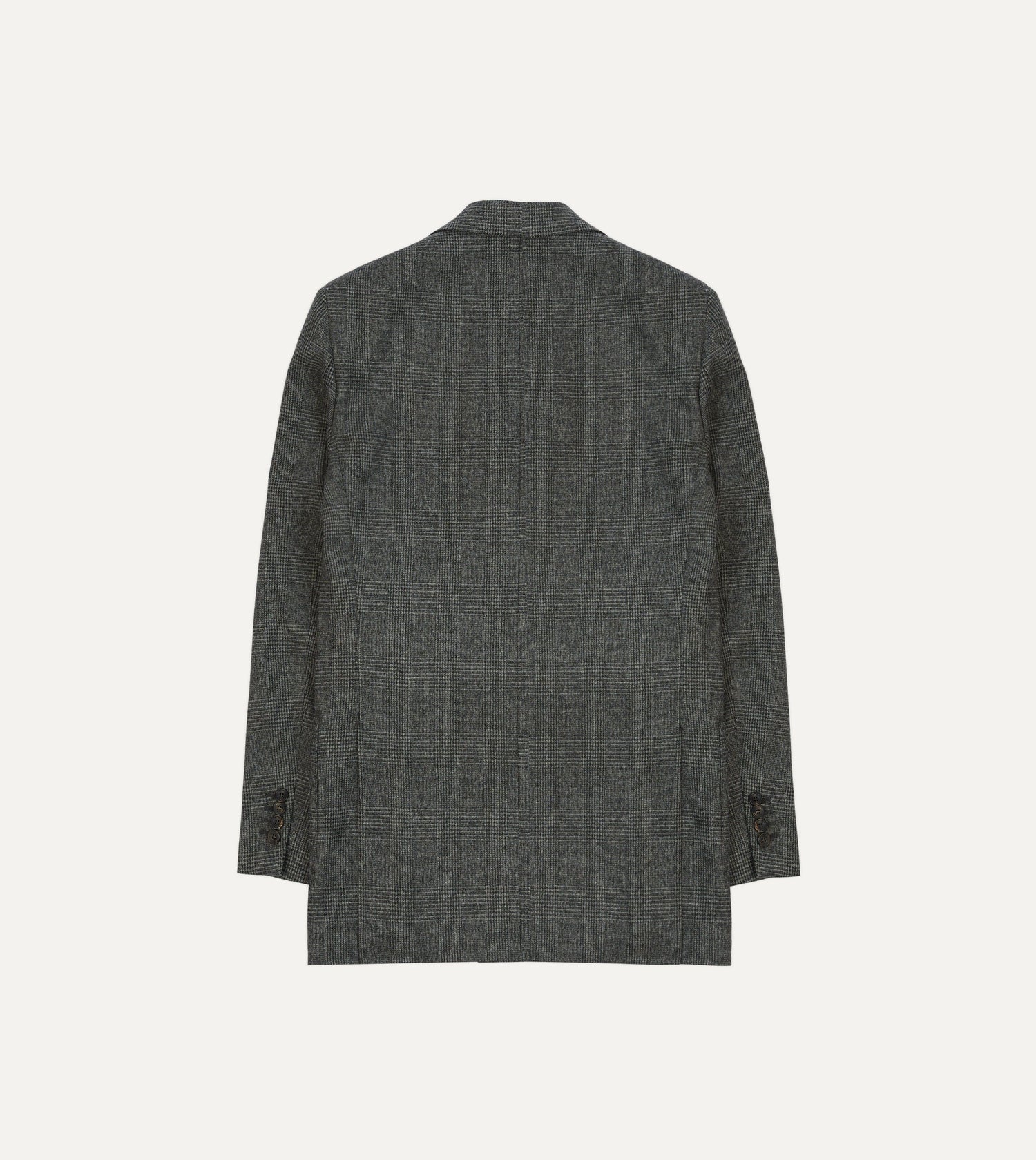Grey Prince of Wales Check Wool Flannel Tailored Jacket