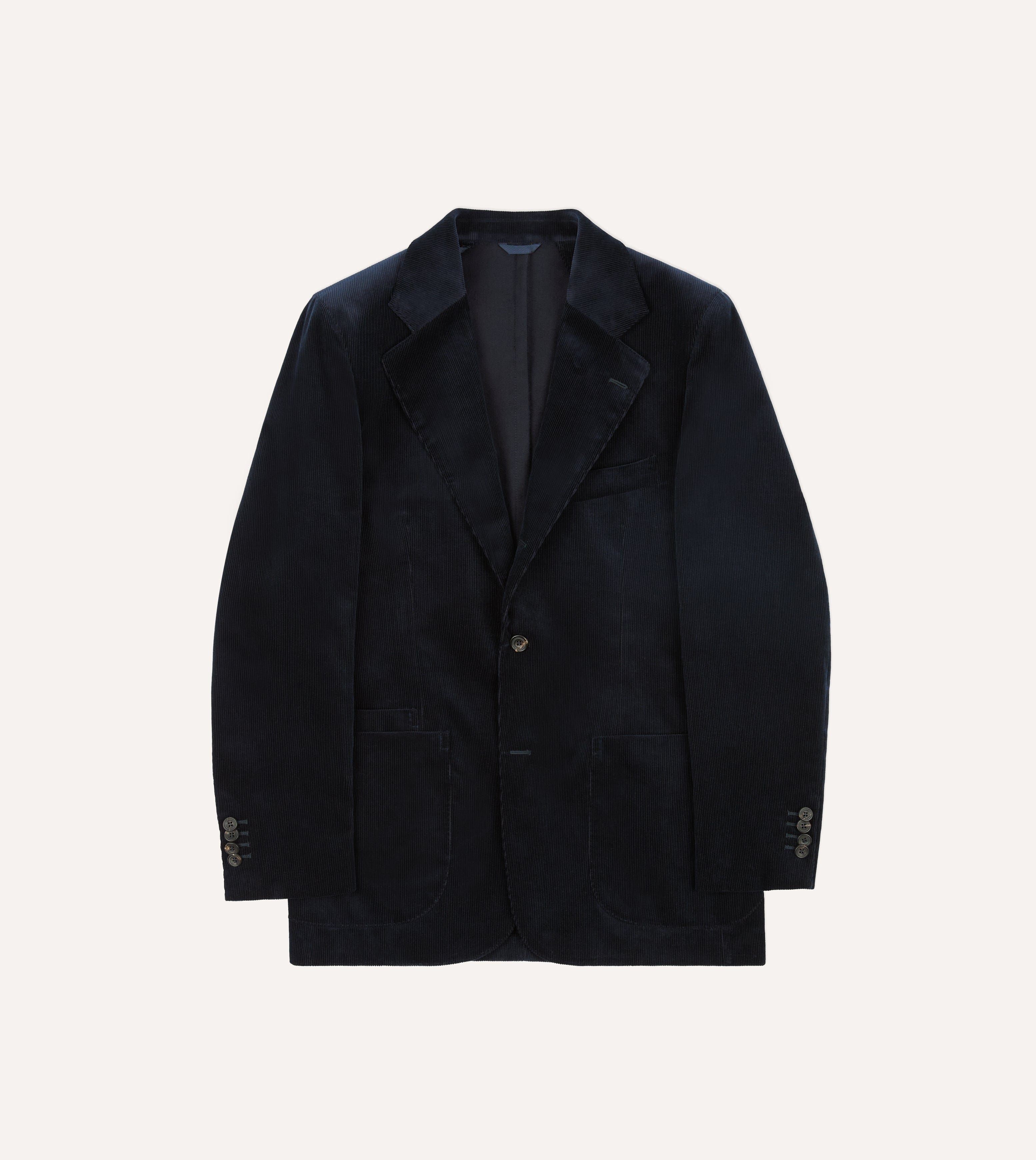 Navy Mid-Wale Cotton Corduroy Tailored Jacket