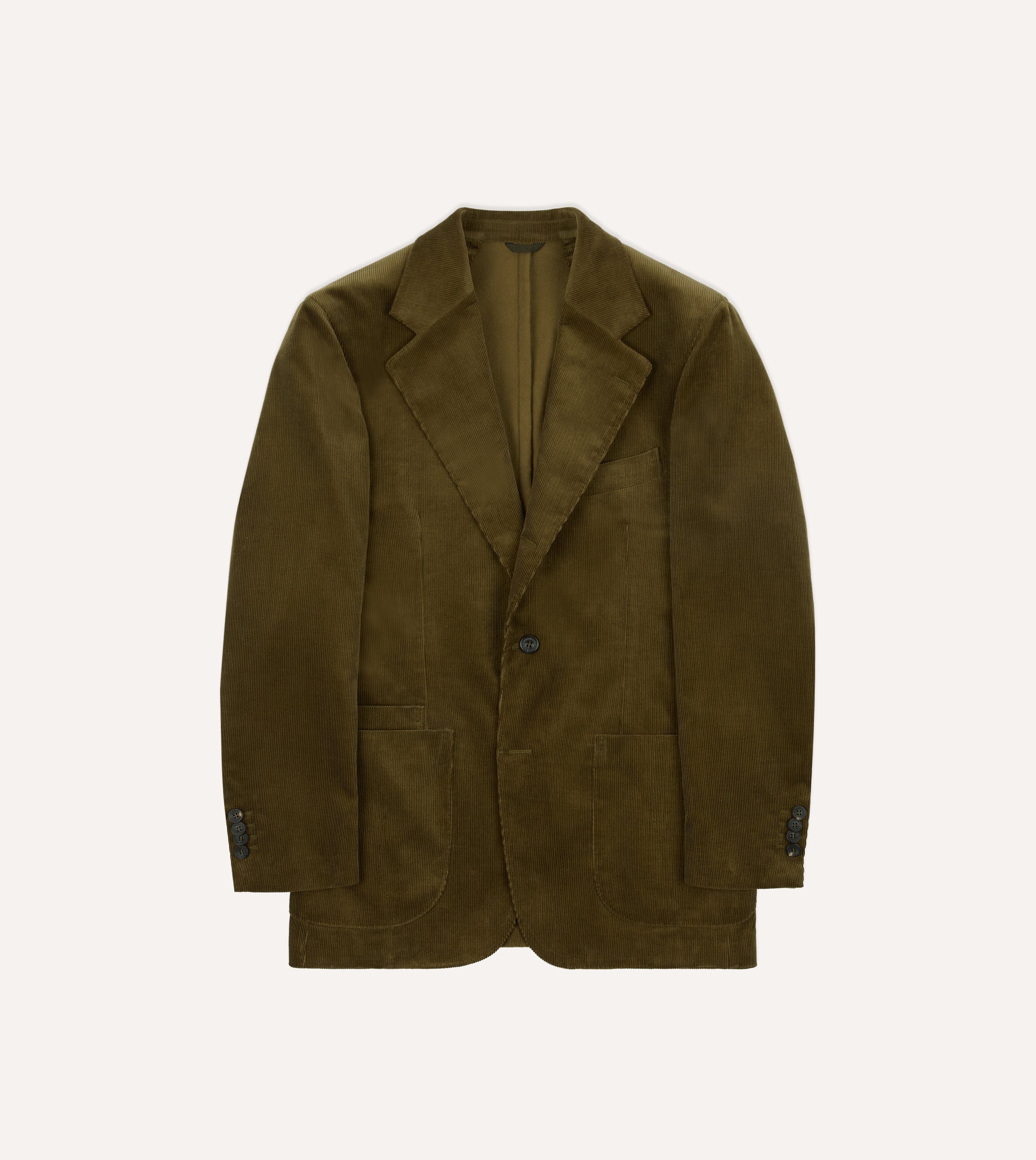 Olive Green Mid-Wale Cotton Corduroy Tailored Jacket