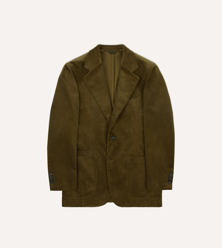 Olive Green Mid-Wale Cotton Corduroy TailoredÃ‚Â Jacket