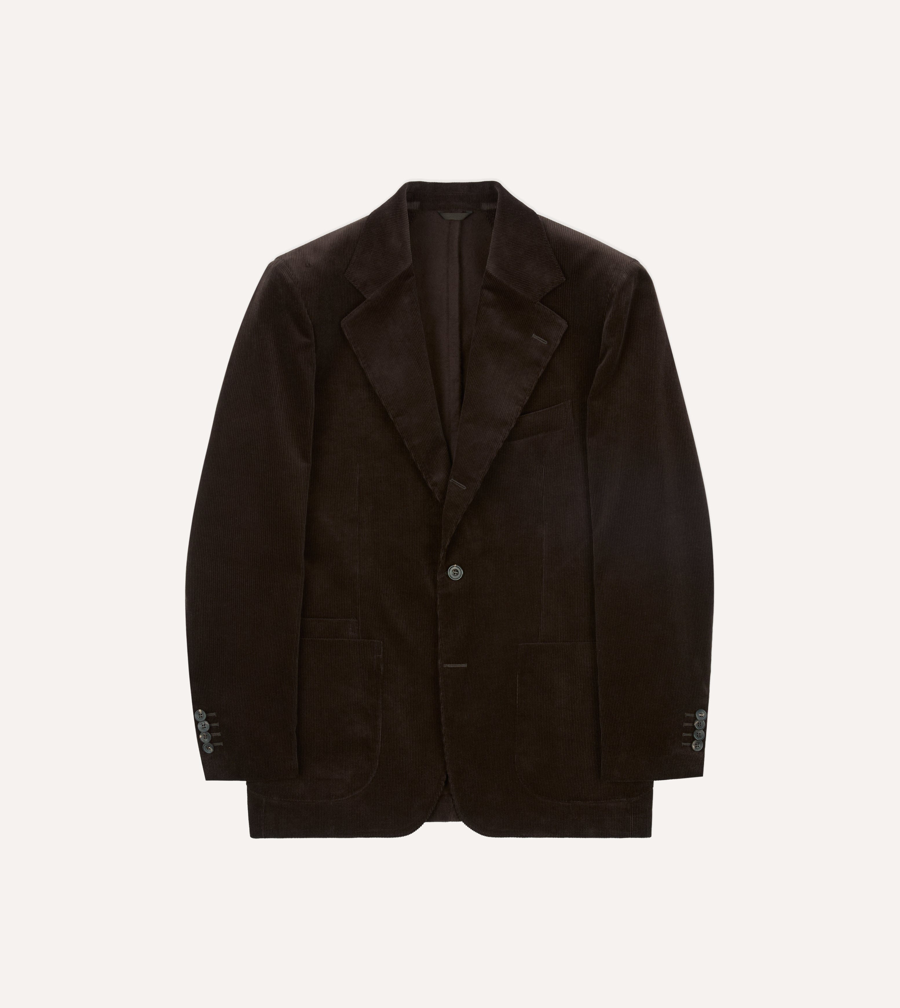 Brown Mid-Wale Cotton Corduroy Tailored Jacket