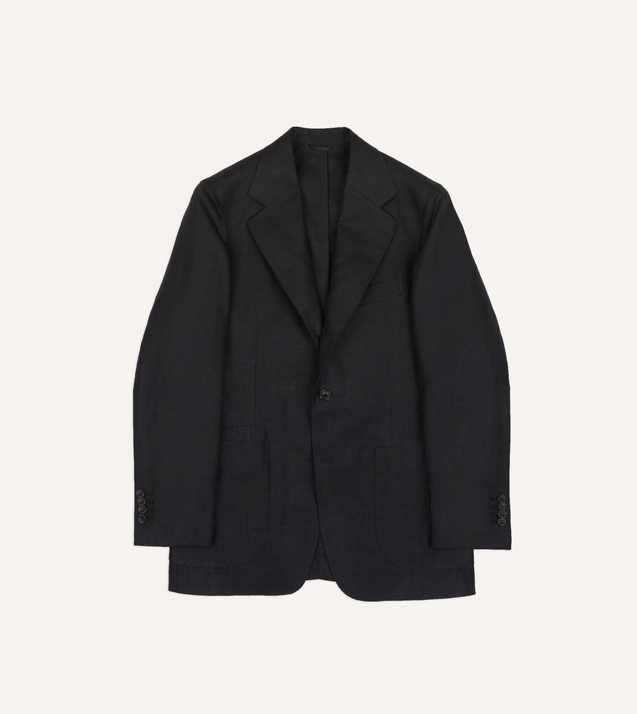 Black Irish Linen Tailored Jacket