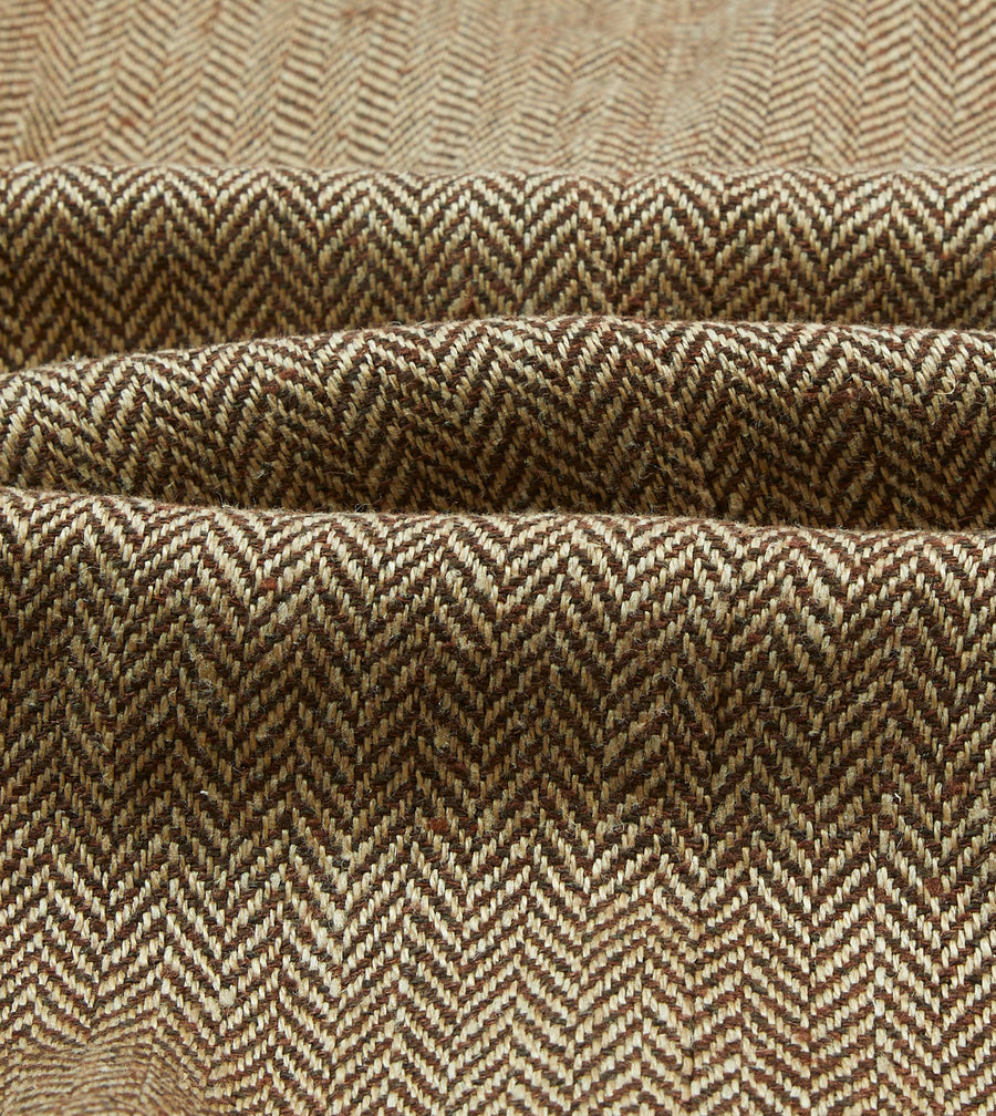 Brown Herringbone Linen-Silk Blazer