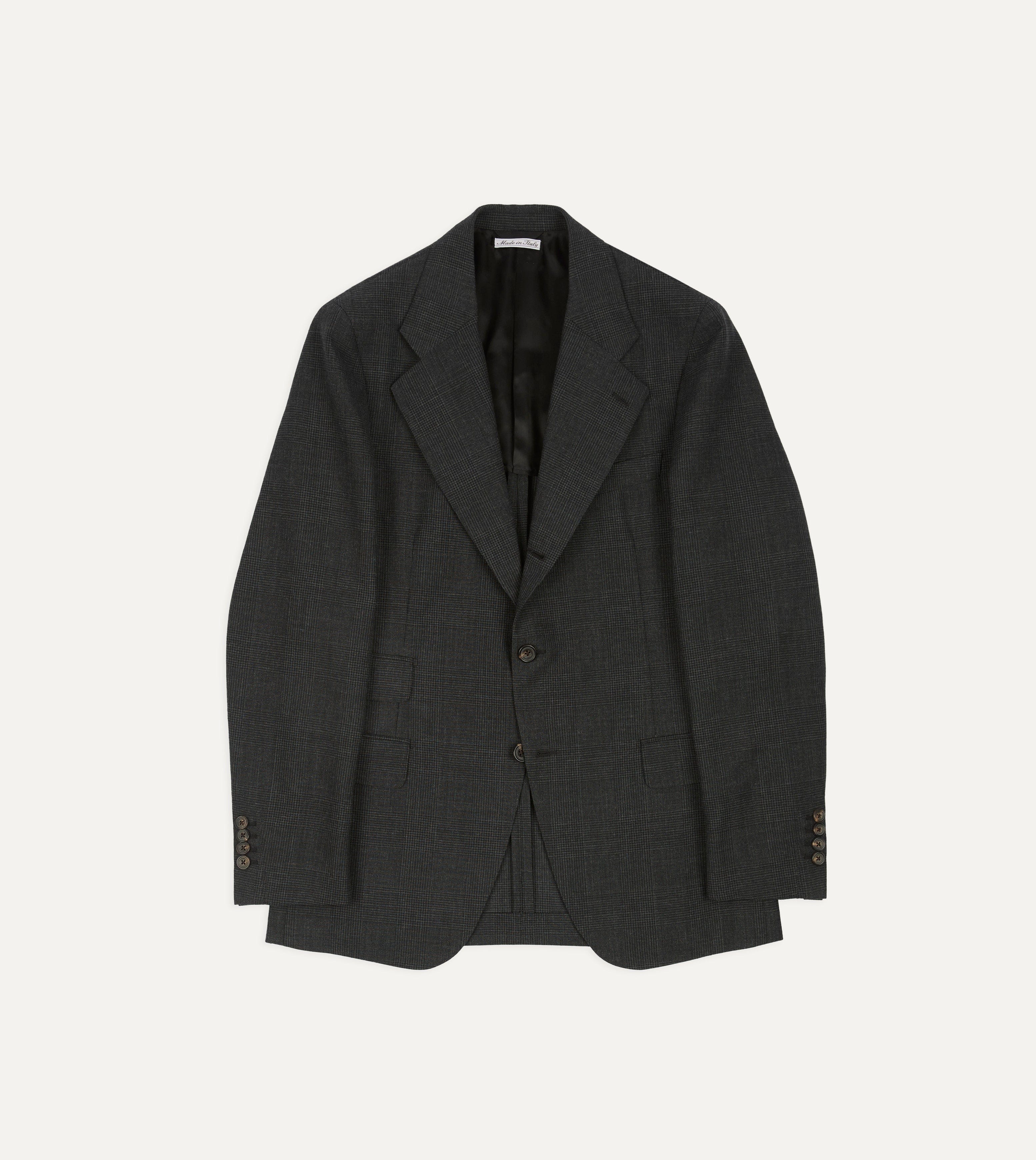 Grey Prince of Wales Check Fresco® Wool Tailored Jacket
