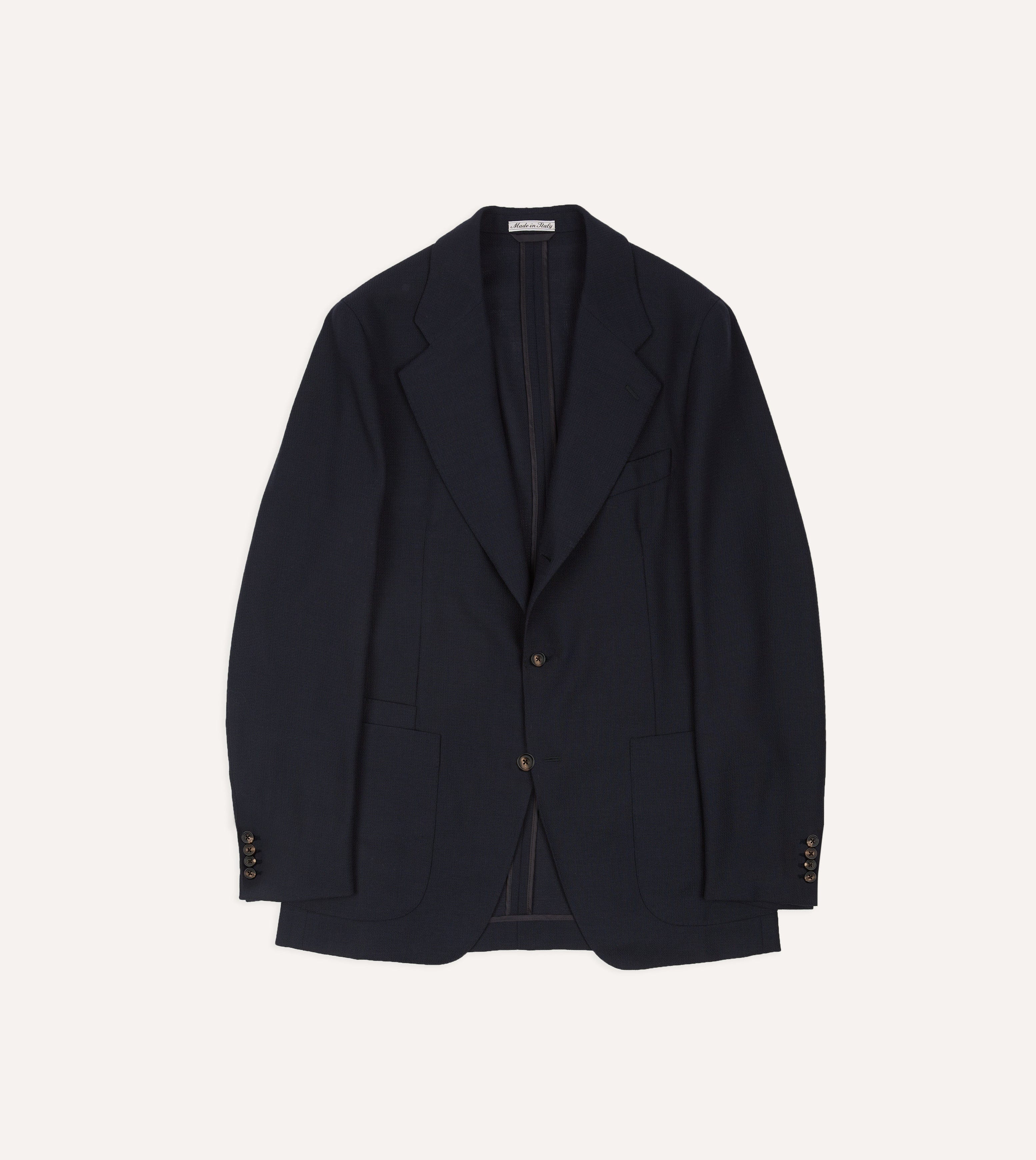 Navy Wool Open Weave Travel Blazer