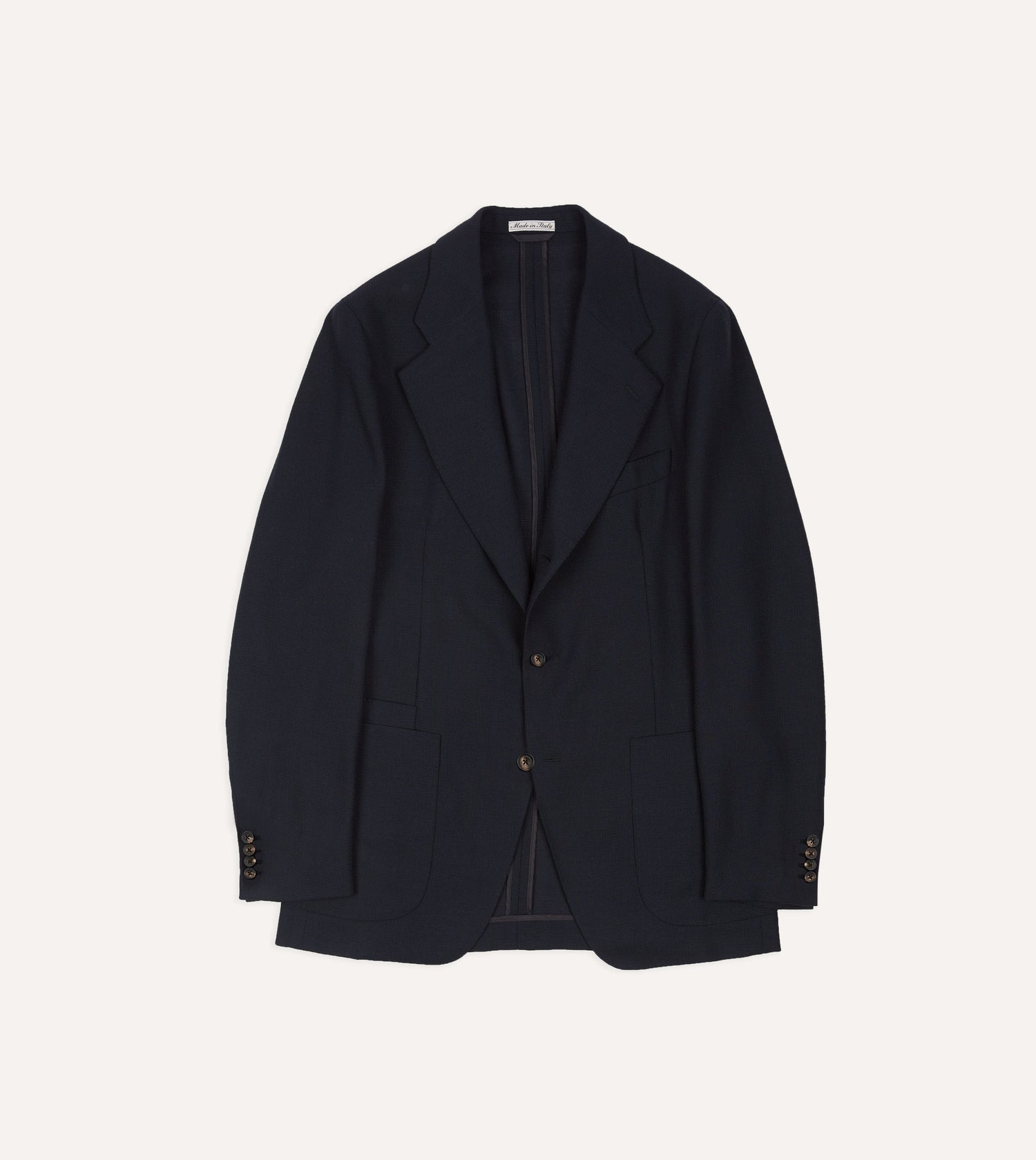 Navy Wool Open Weave Travel Blazer