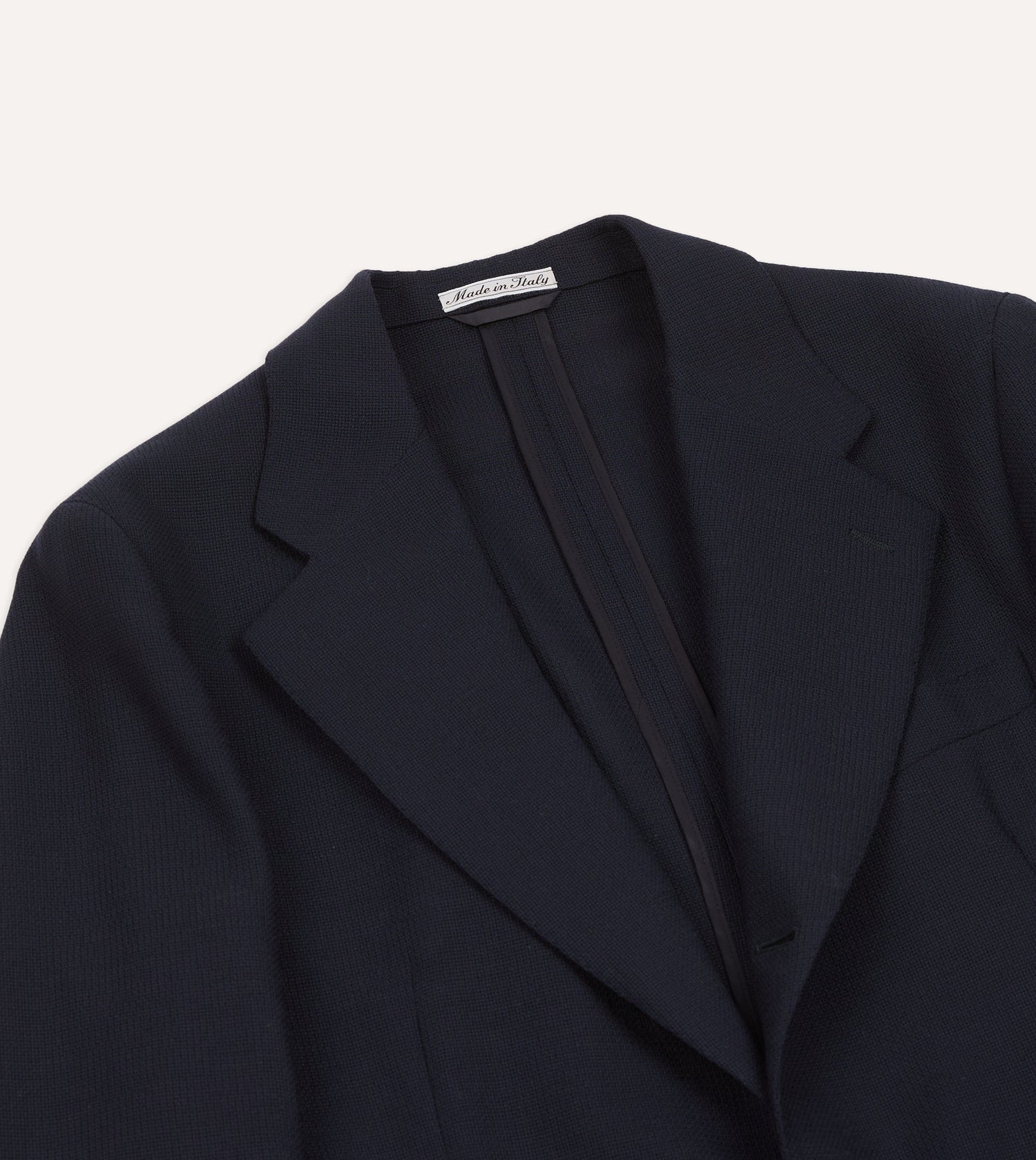 Navy Wool Open Weave Travel Blazer
