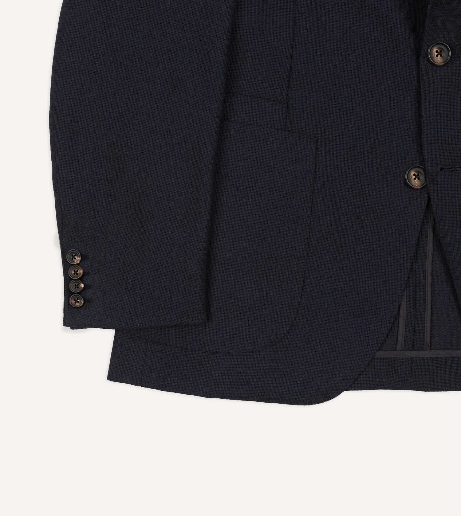 Navy Wool Open Weave Travel Blazer
