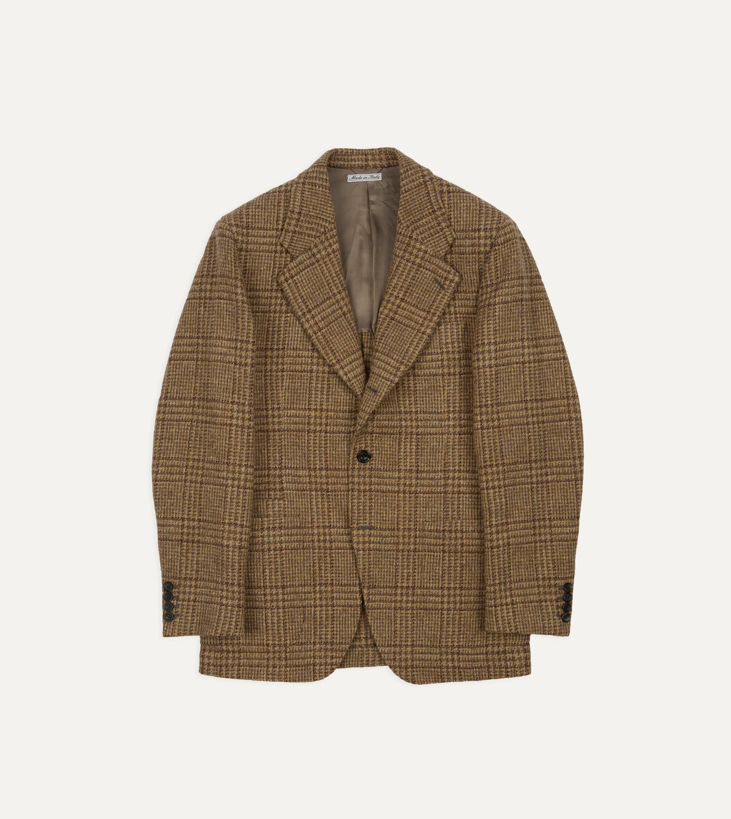 Beige Prince of Wales Check Tweed Blazer