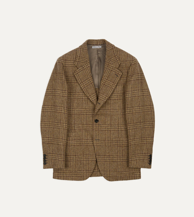 Beige Prince of Wales Check Tweed Blazer