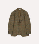 Brown and Teal Prince of Wales Check Tweed Blazer