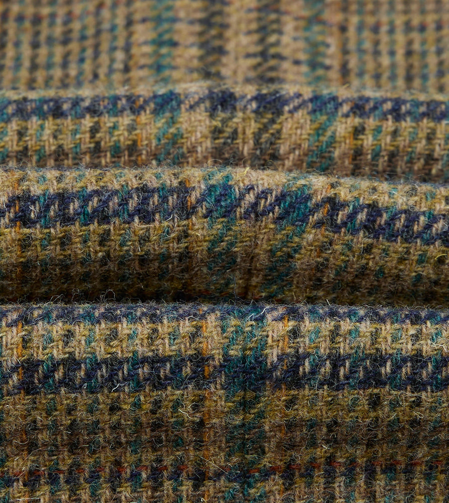 Brown and Teal Prince of Wales Check Tweed Blazer