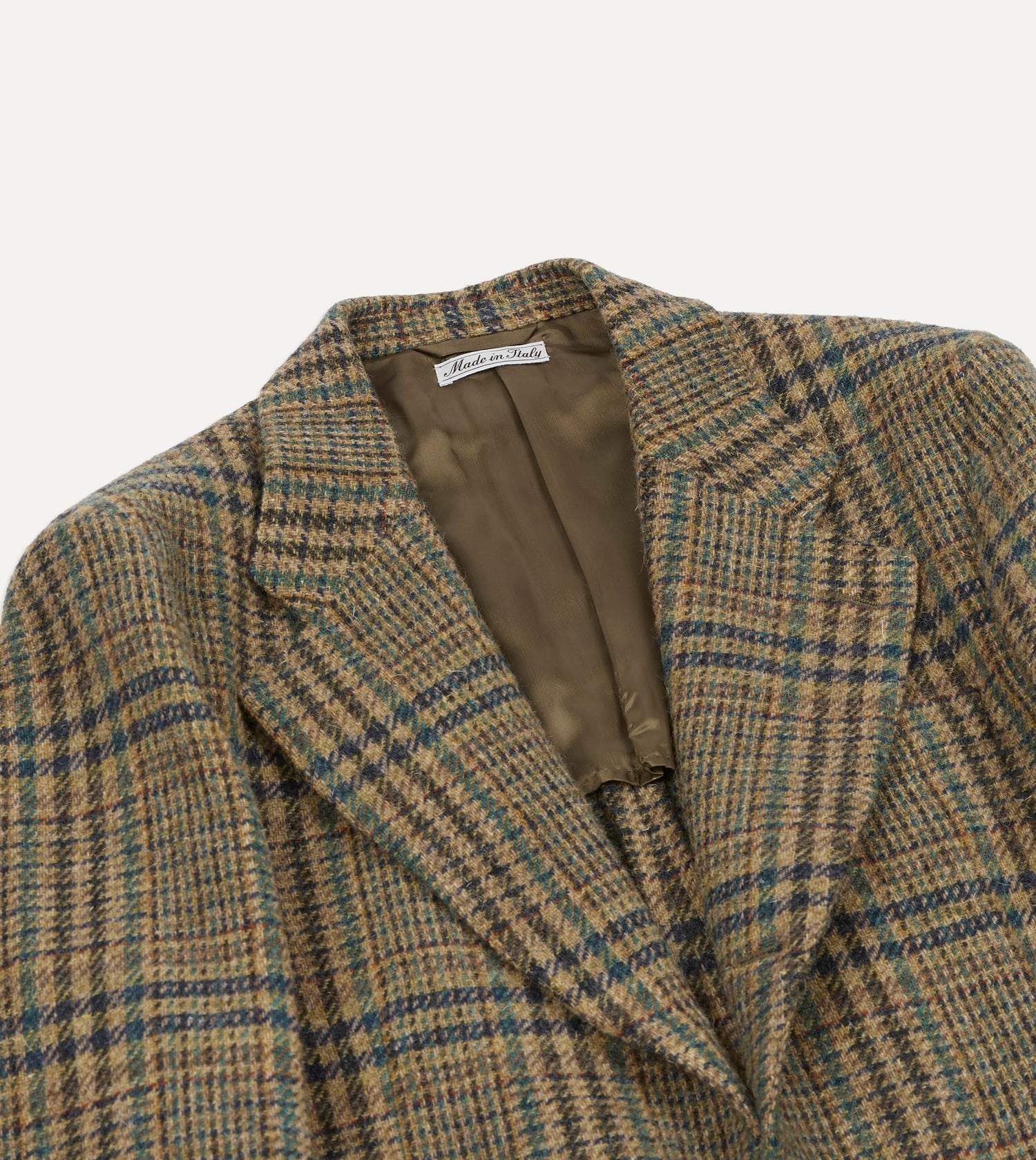 Brown and Teal Prince of Wales Check Tweed Blazer
