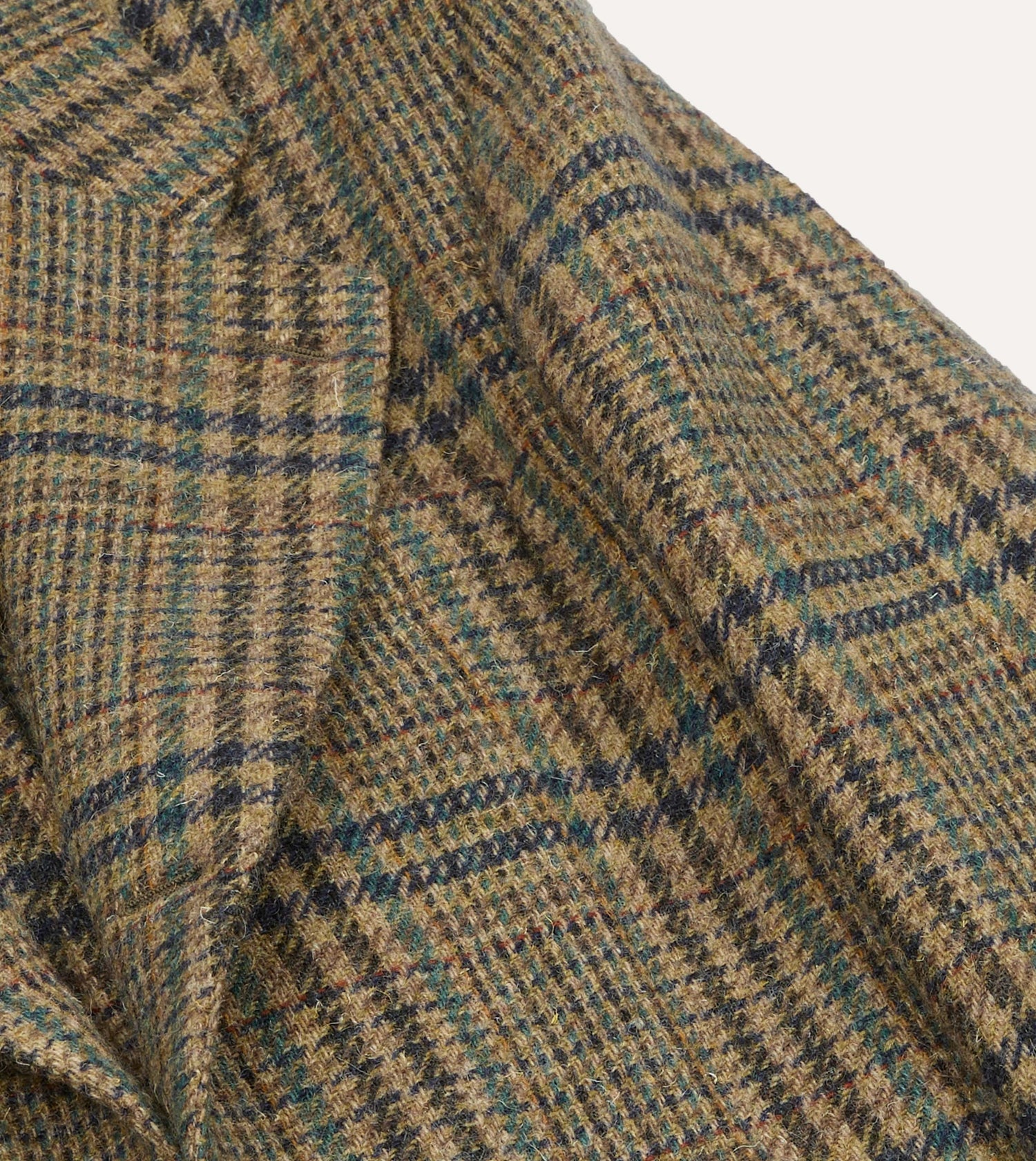 Brown and Teal Prince of Wales Check Tweed Blazer