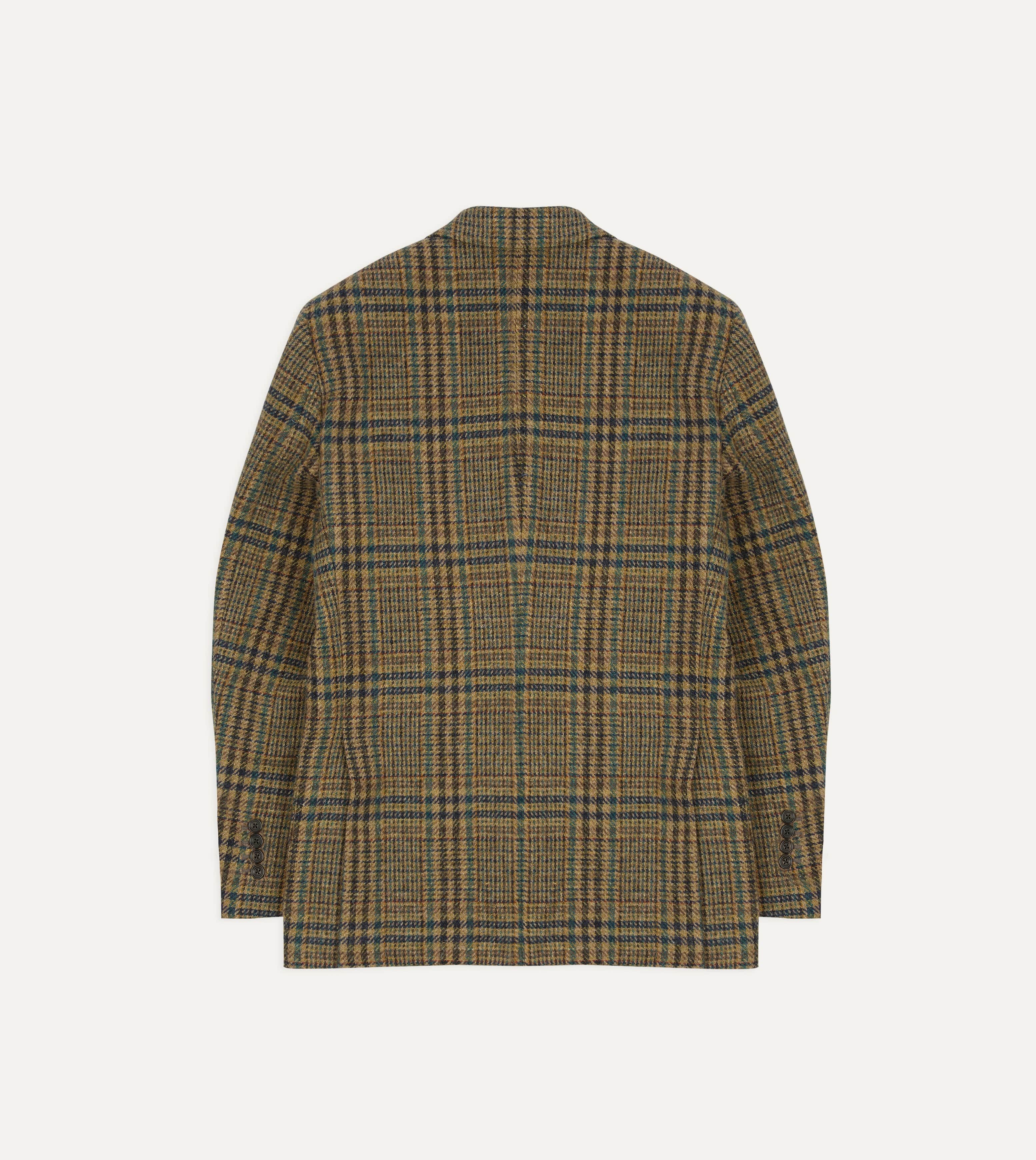 Brown and Teal Prince of Wales Check Tweed Blazer