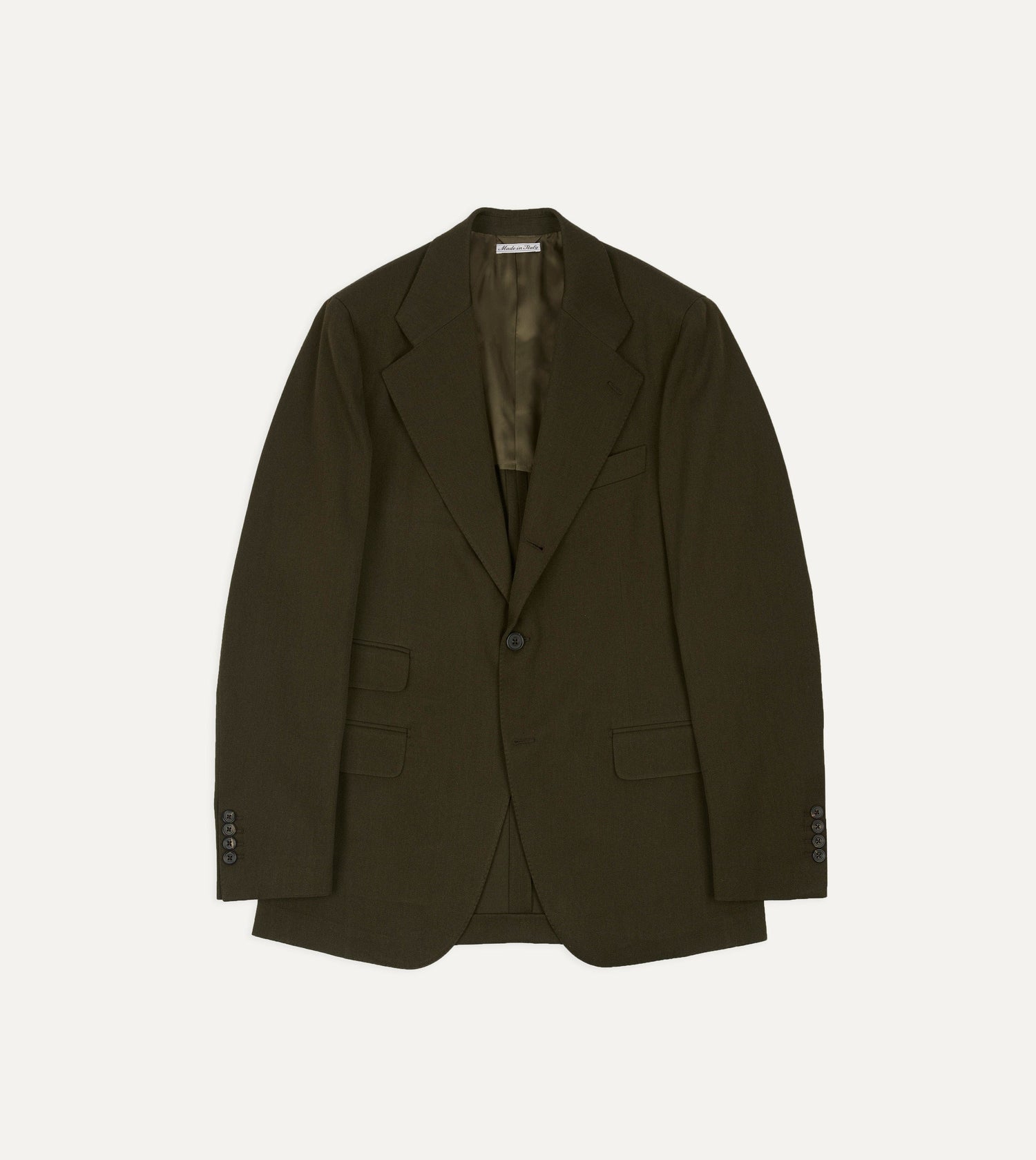 Olive Wool-Cotton Tailored Jacket