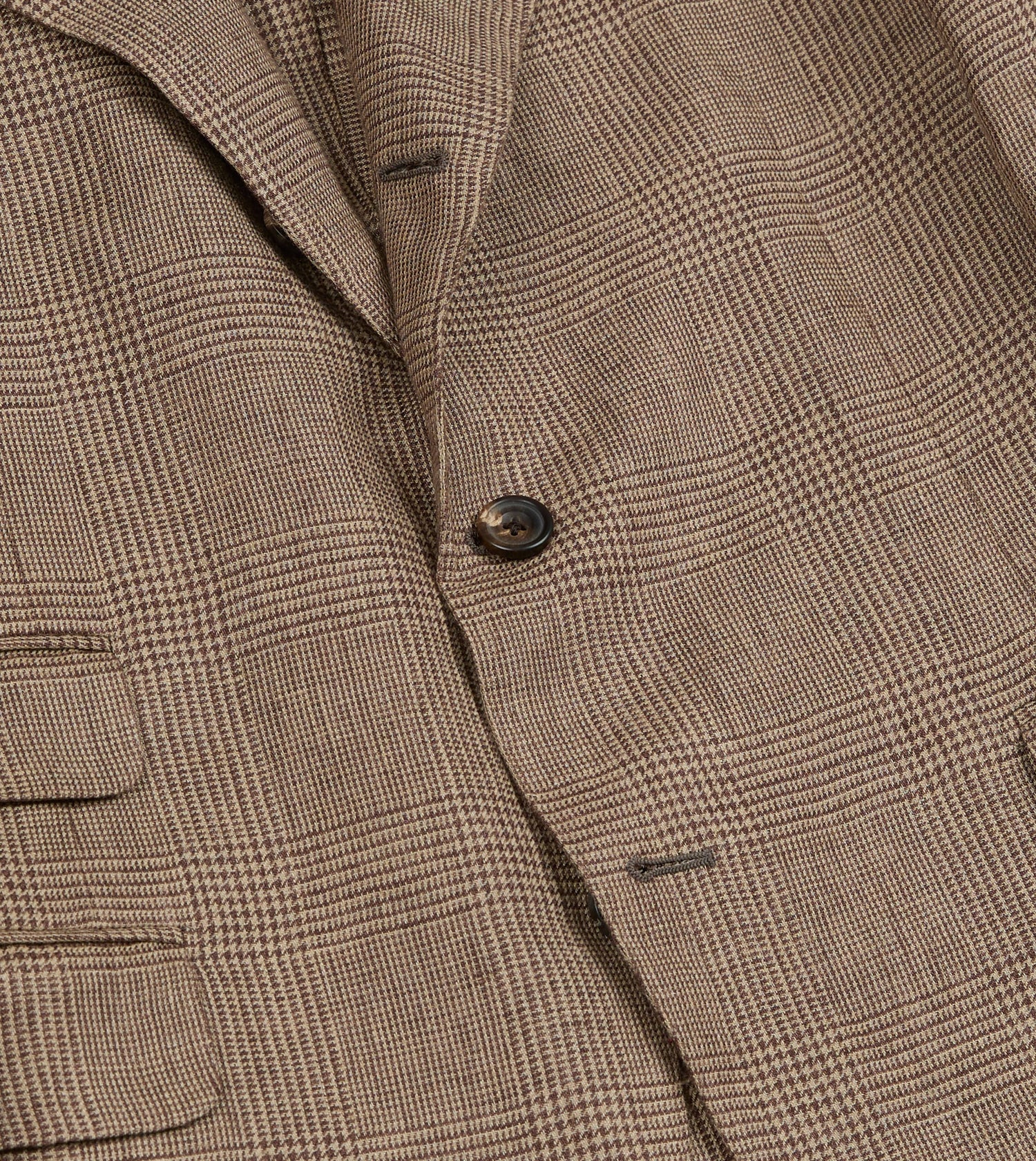 Brown Prince of Wales Check Linen Tailored Jacket