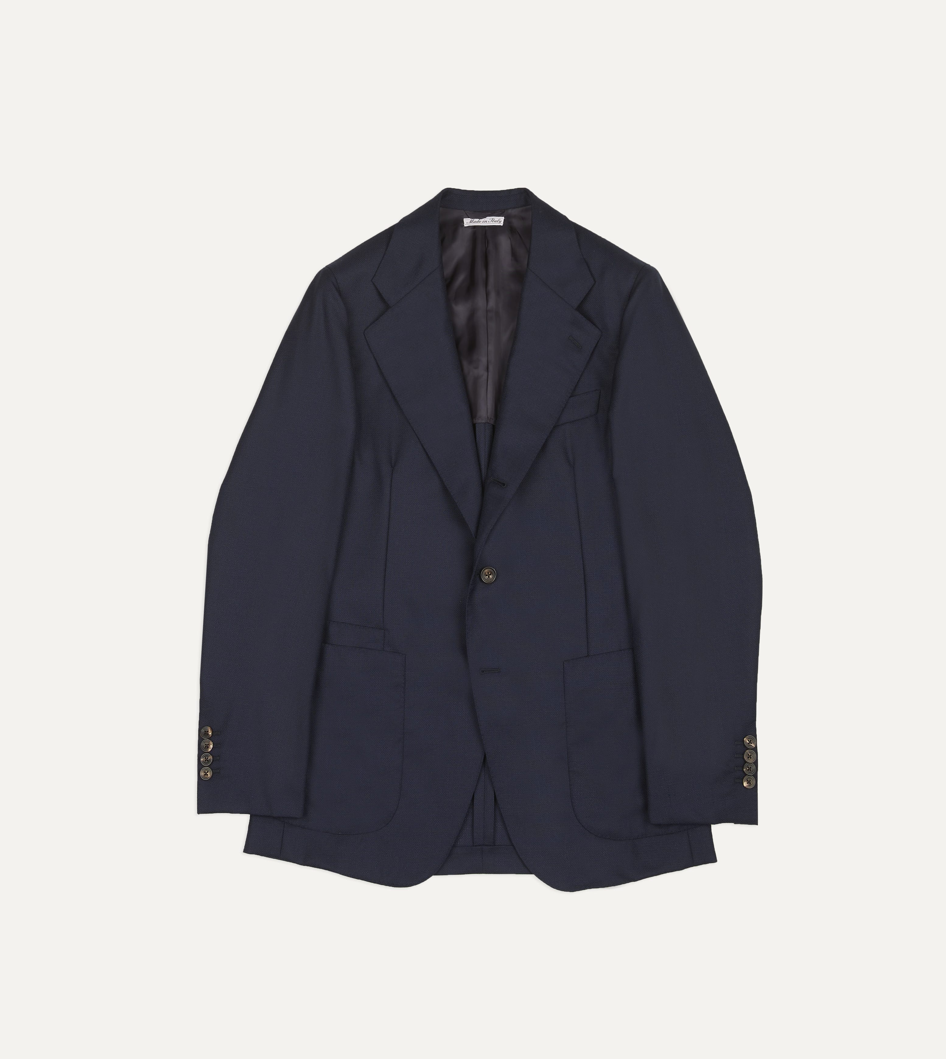 Navy Wool Hopsack Travel Blazer – Drakes