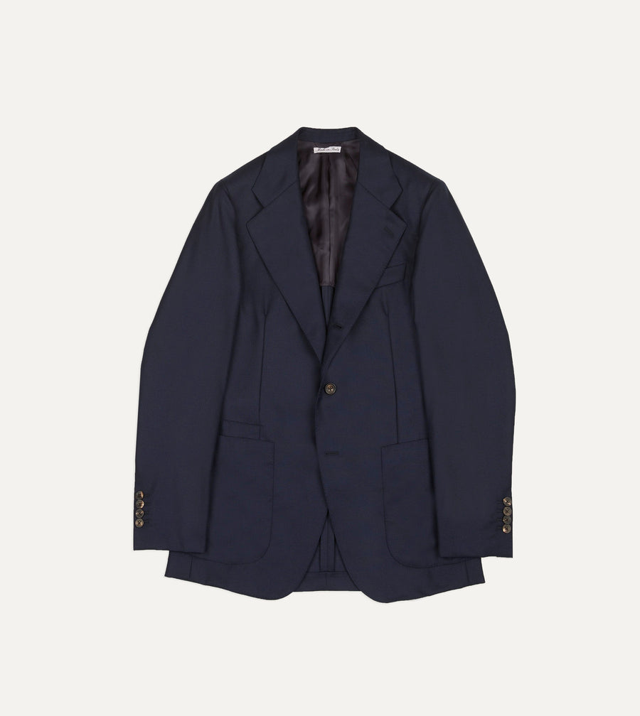Navy Wool Hopsack Travel Blazer