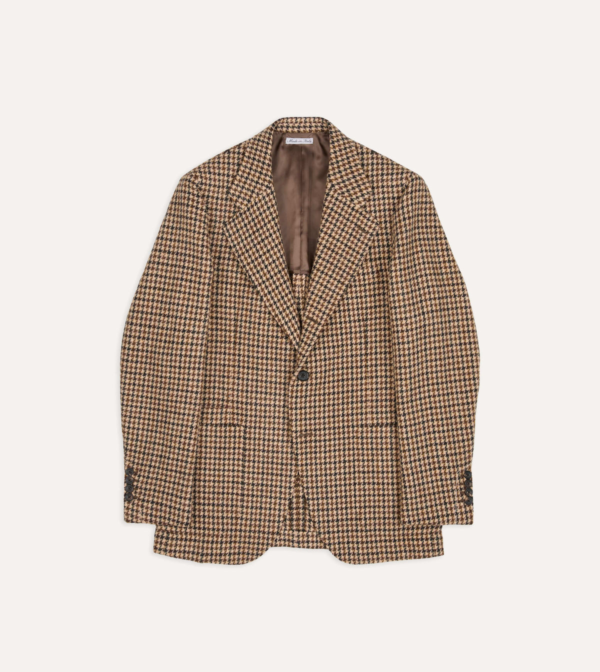Brown and Ecru Houndstooth Harris Tweed® Blazer