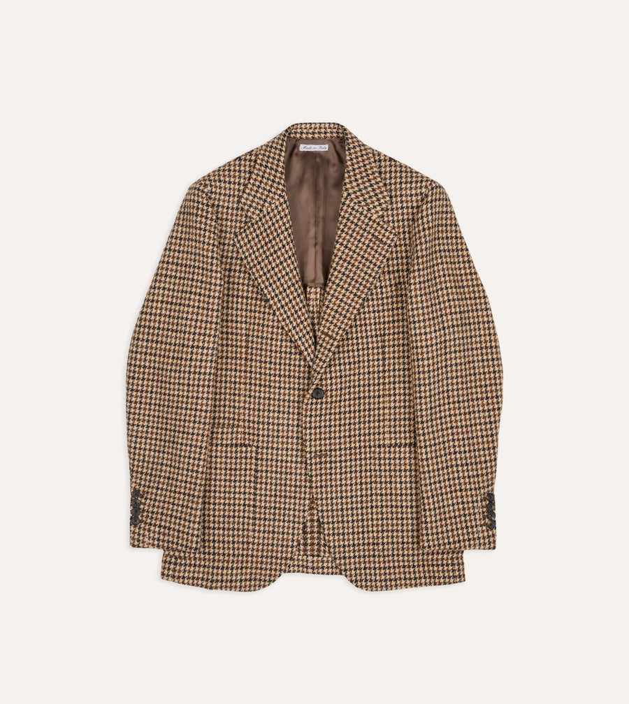 Brown and Ecru Houndstooth Harris Tweed® Blazer