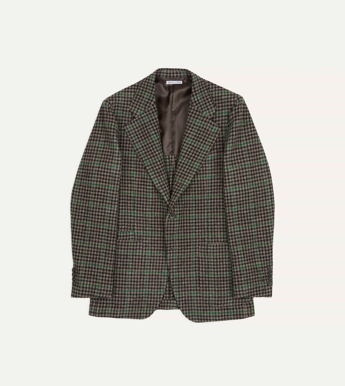 Dark Brown and Green Houndstooth Harris Tweed® Blazer