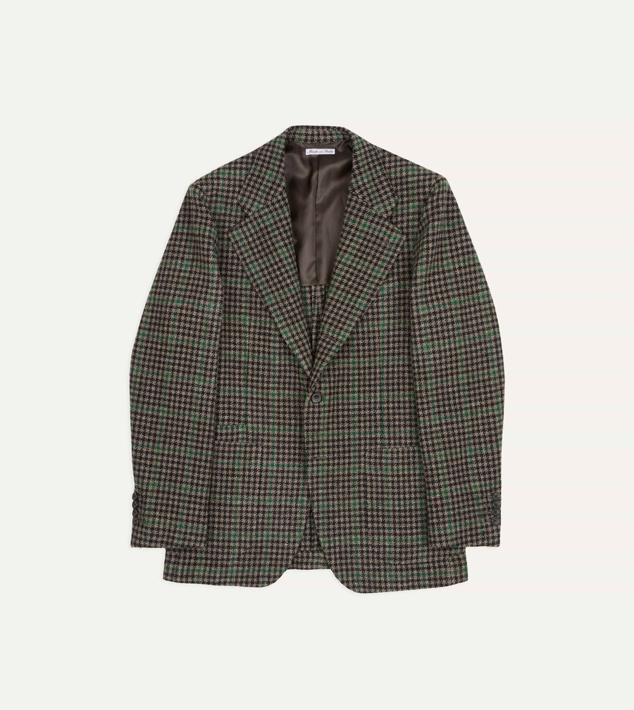 Dark Brown and Green Houndstooth Harris Tweed® Blazer