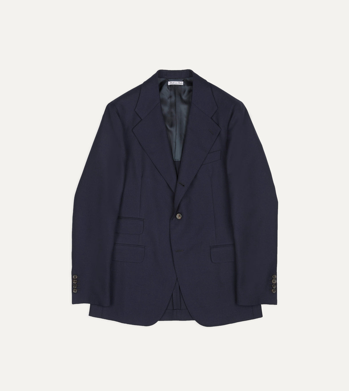 Navy Wool-Cotton Twill Tailored Jacket