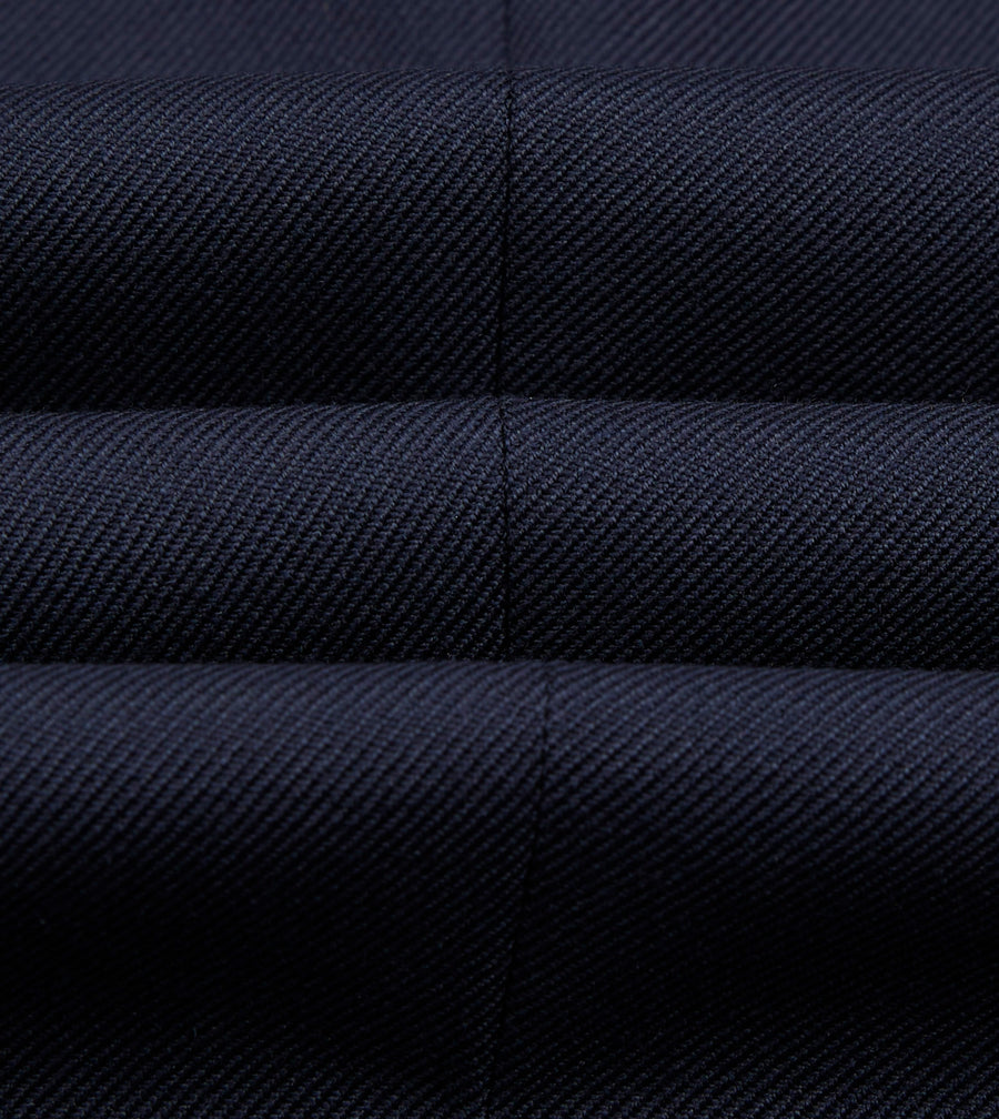 Navy Wool-Cotton Twill Tailored Jacket