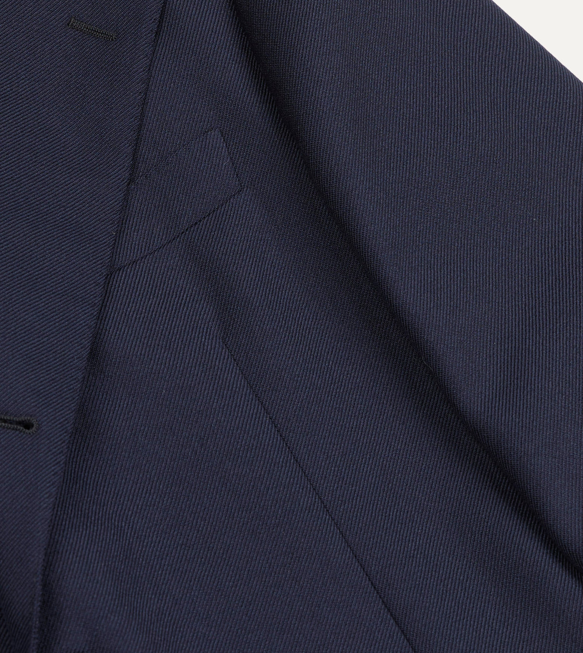 Navy Wool-Cotton Twill Tailored Jacket