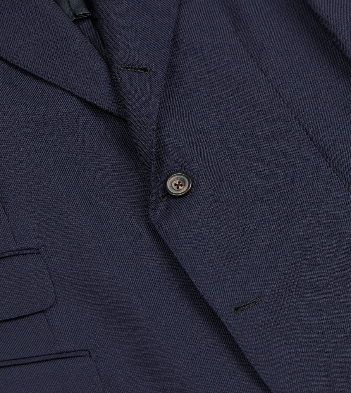 Navy Wool-Cotton Twill Tailored Jacket