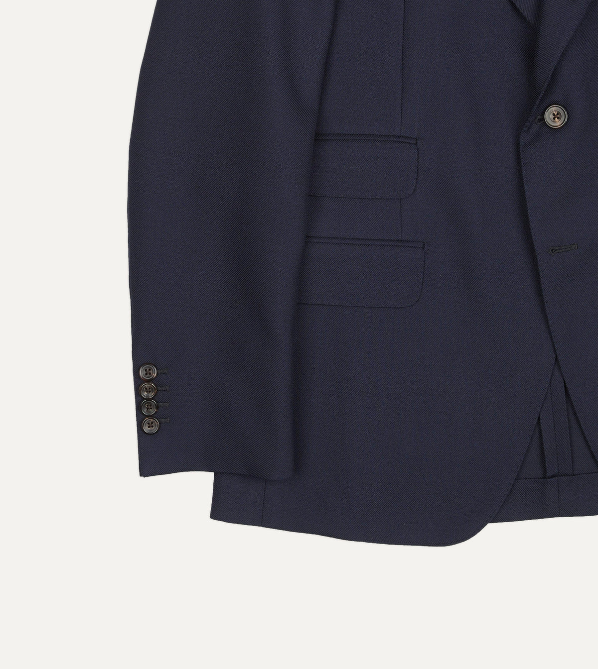 Navy Wool-Cotton Twill Tailored Jacket