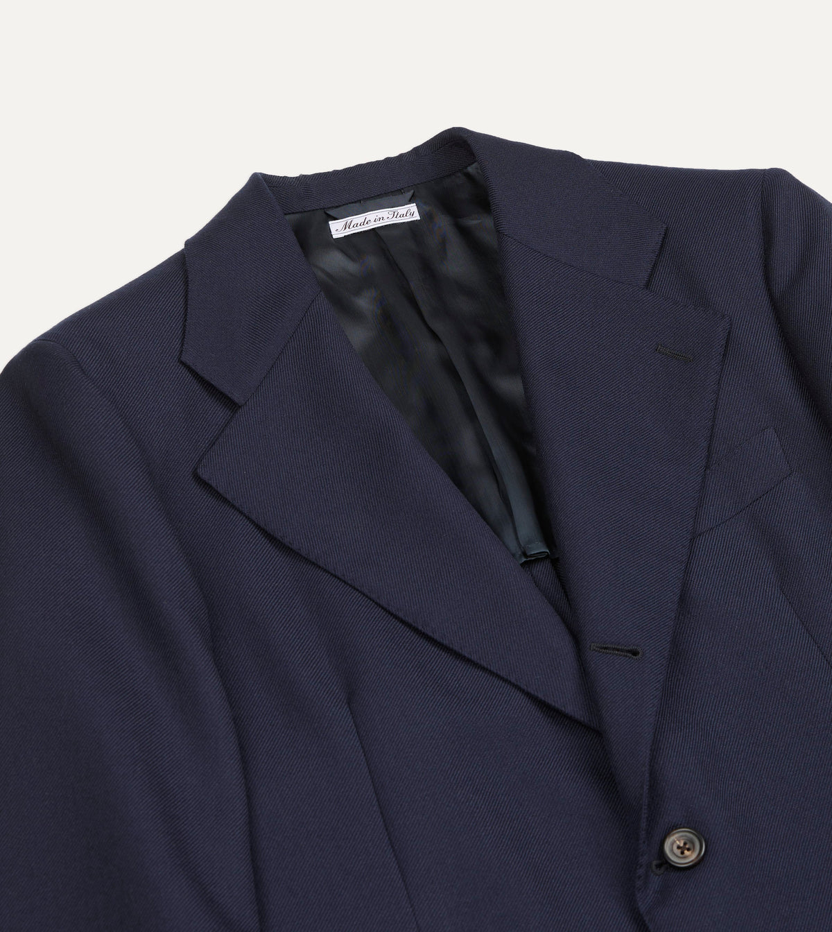 Navy Wool-Cotton Twill Tailored Jacket