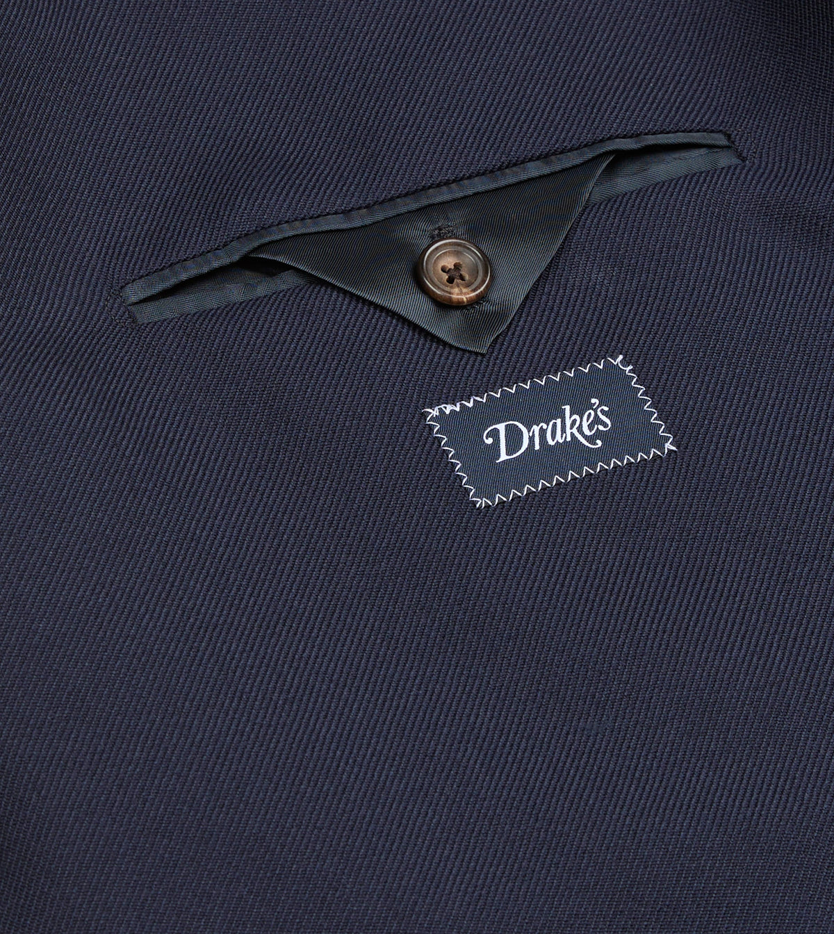 Navy Wool-Cotton Twill Tailored Jacket