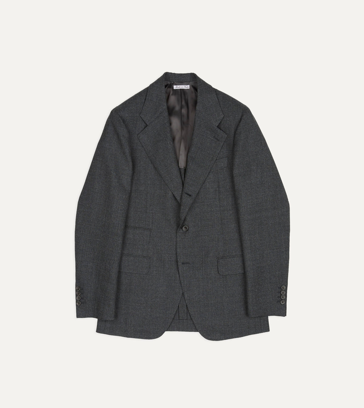 Grey Wool-Cotton Twill Tailored Jacket