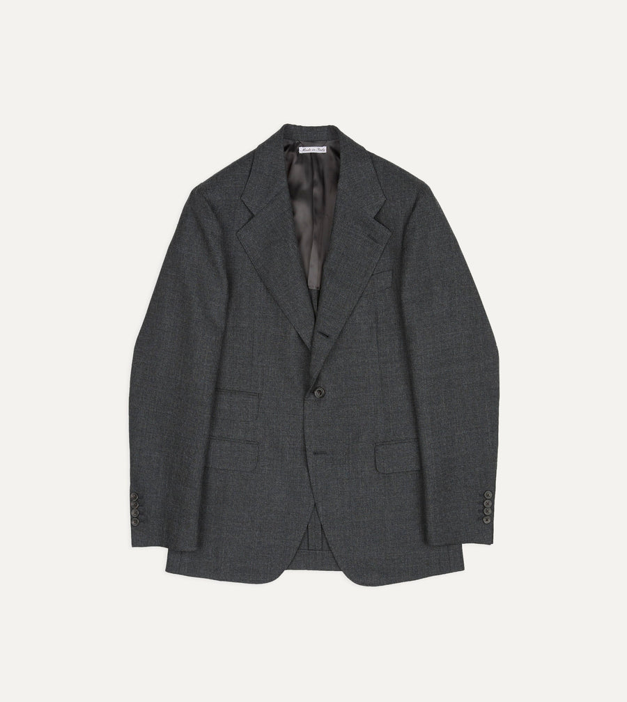 Grey Wool-Cotton Twill Tailored Jacket