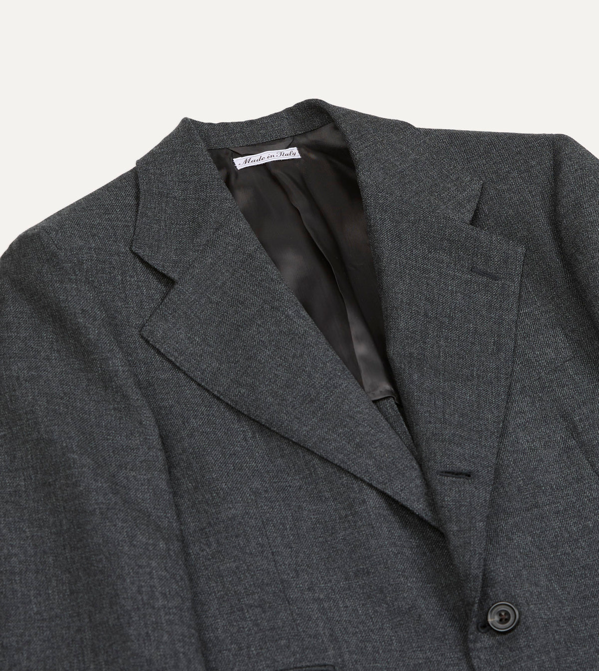 Grey Wool-Cotton Twill Tailored Jacket
