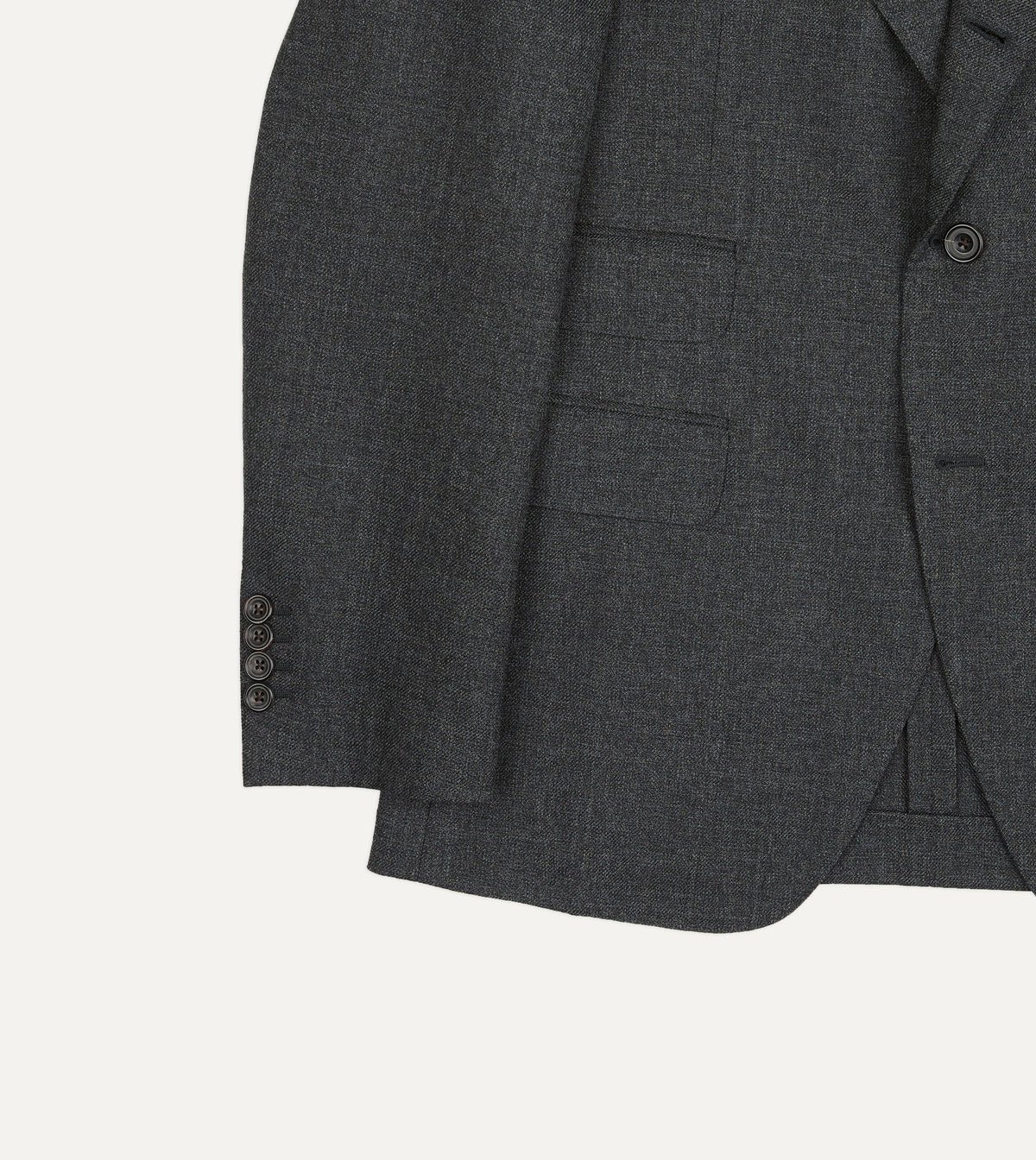 Grey Wool-Cotton Twill Tailored Jacket