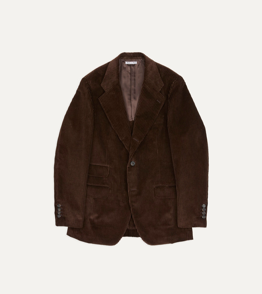 Brown Cotton Corduroy Tailored Jacket