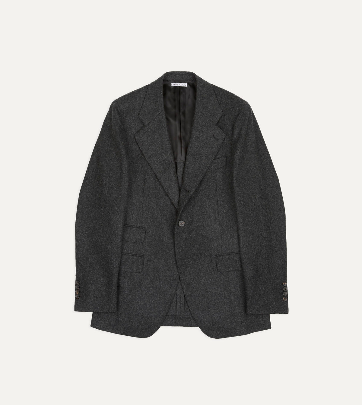Charcoal Wool Flannel Tailored Jacket