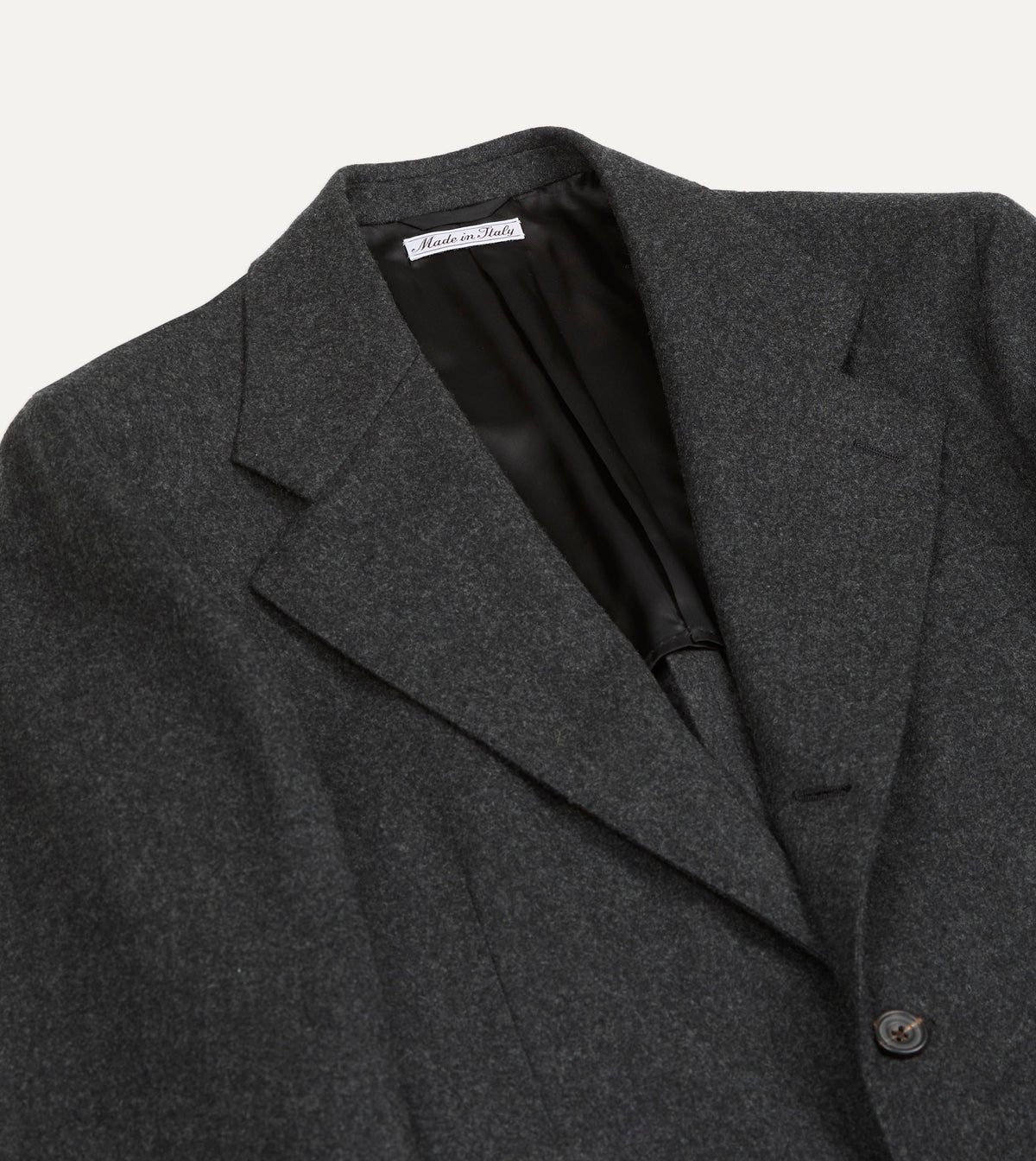 Charcoal Wool Flannel Tailored Jacket