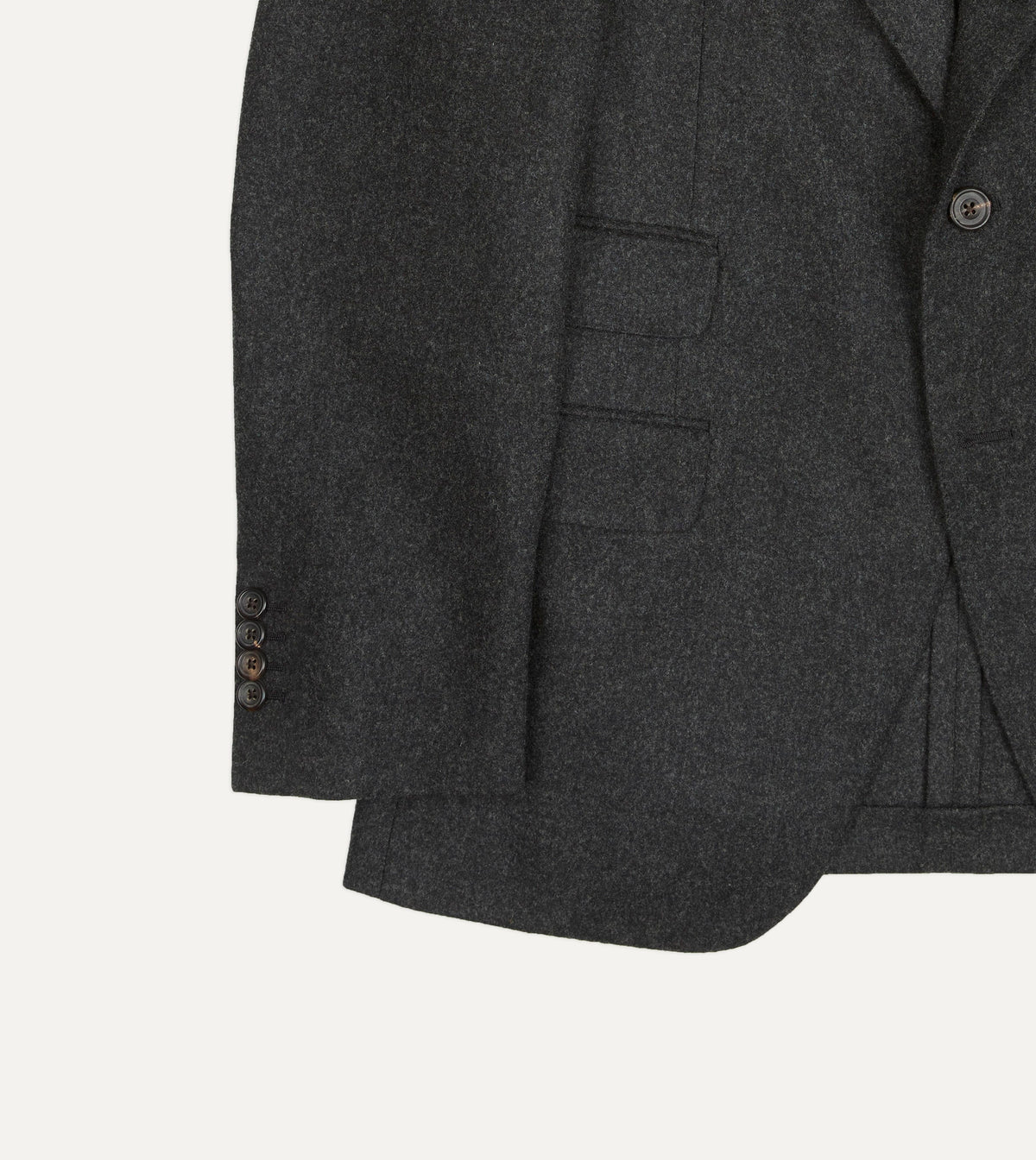 Charcoal Wool Flannel Tailored Jacket
