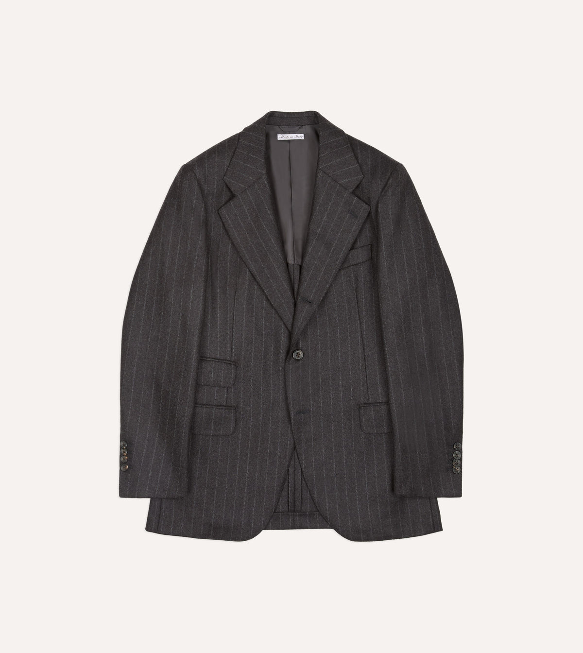 Charcoal Pinstripe Wool Flannel Tailored Jacket