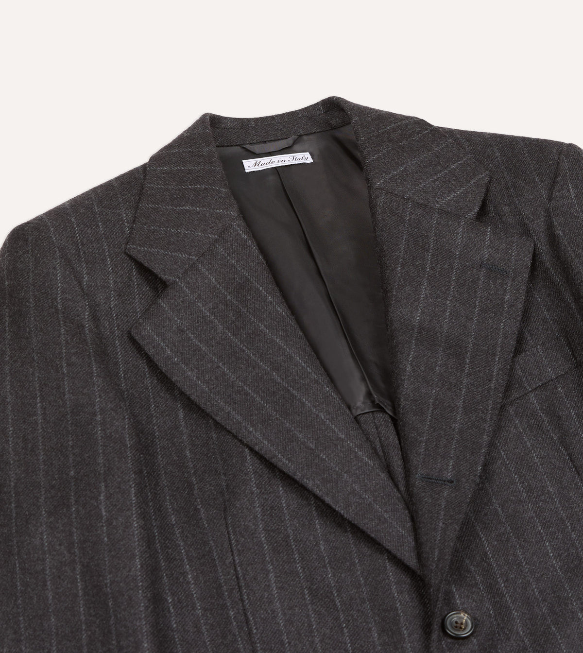 Charcoal Pinstripe Wool Flannel Tailored Jacket