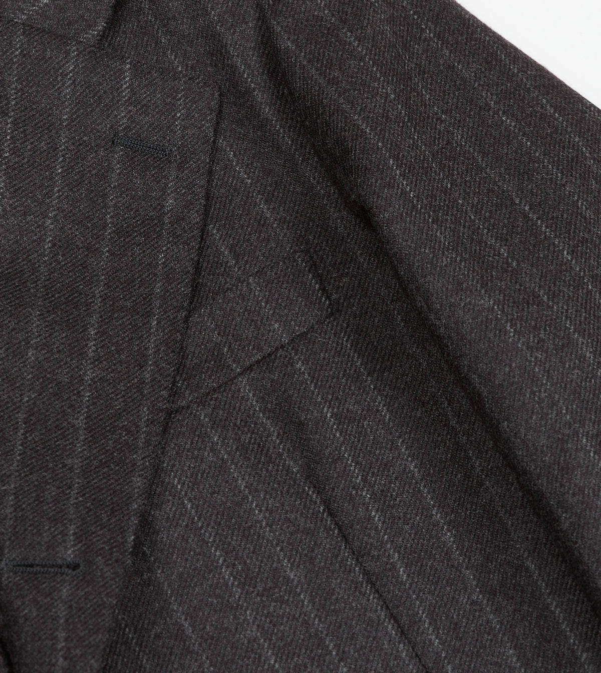 Charcoal Pinstripe Wool Flannel Tailored Jacket